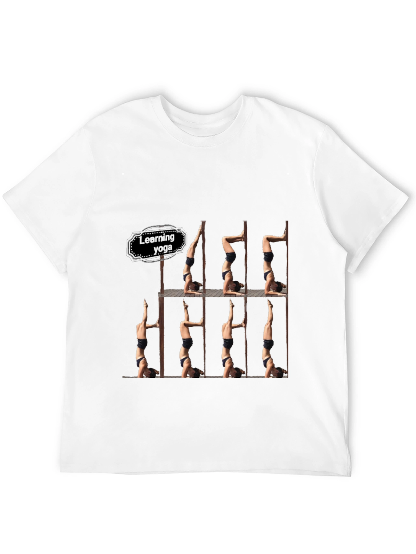 Black Learning Yoga Black T-Shirt - Headstand Pose view 12