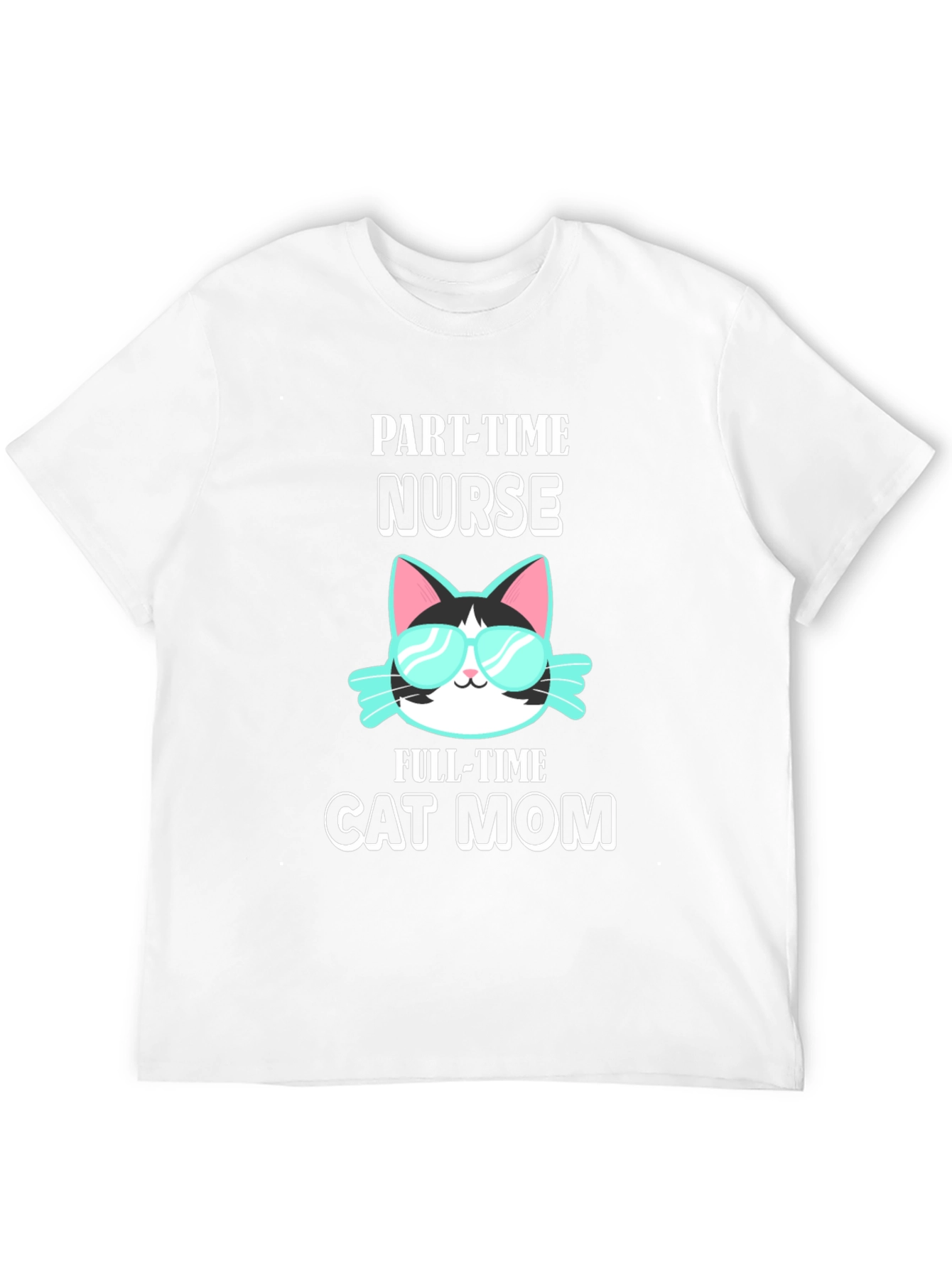 Black Part-Time Nurse Full-Time Cat Mom T-Shirt view 12