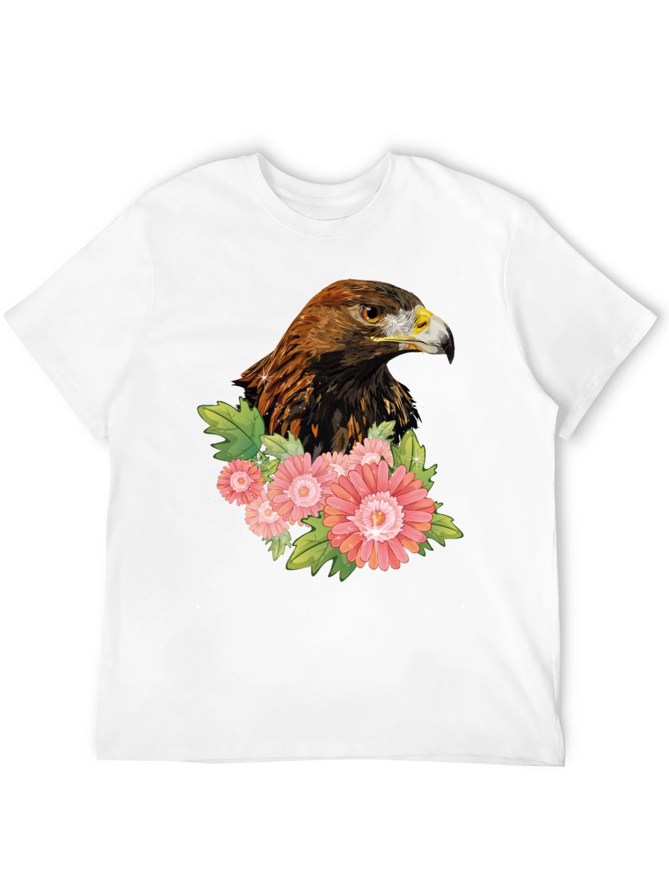 Black Eagle & Flowers Graphic T-Shirt - Men's Black Tee view 12