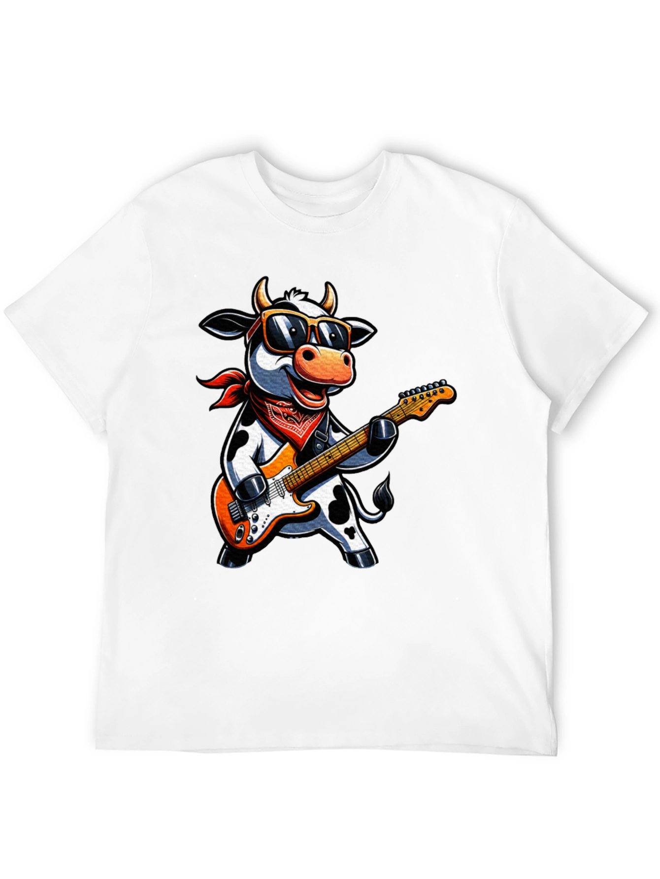 Black Cool Cow Guitarist Graphic Tee - Rock On! view 12