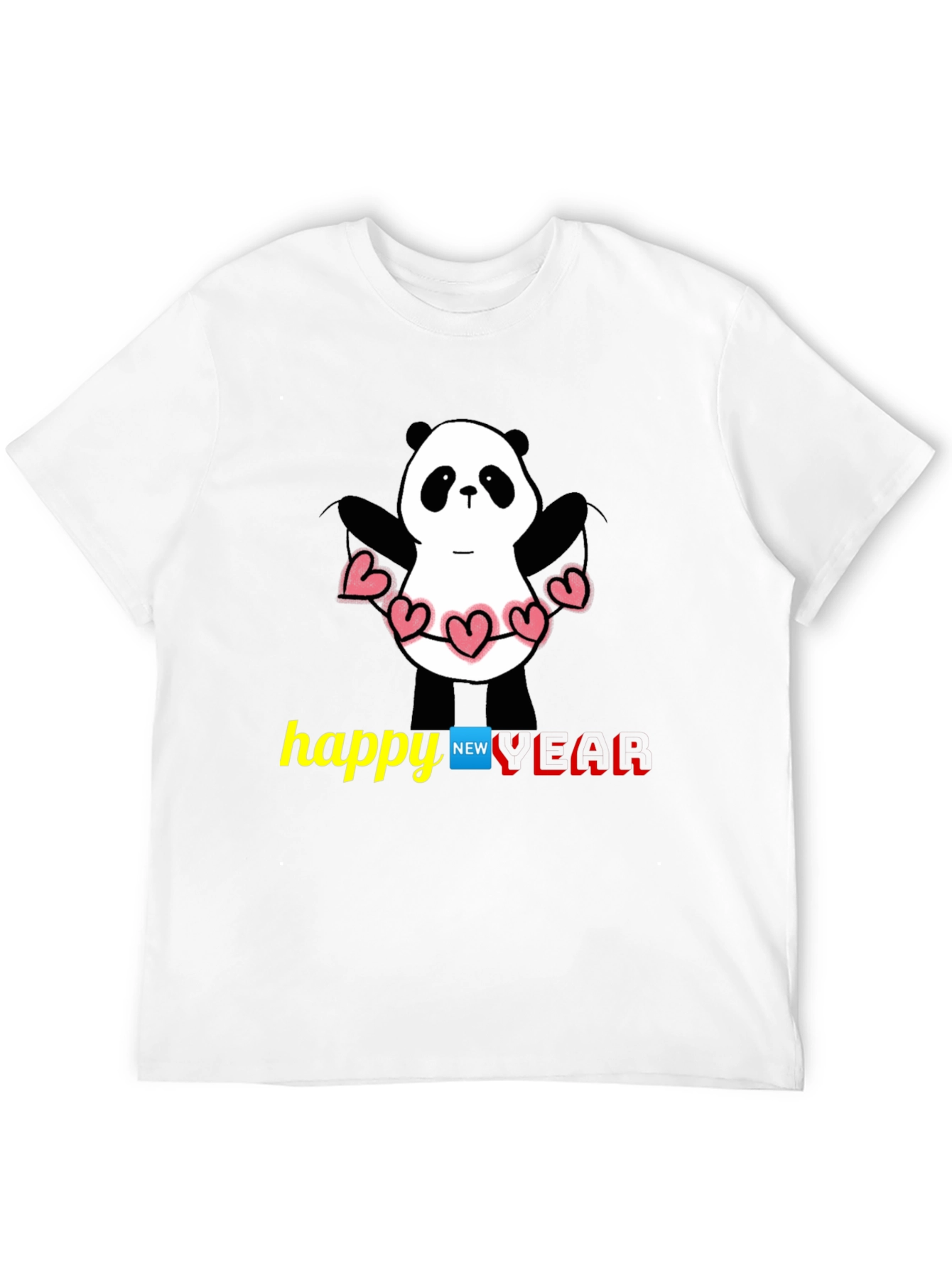 Black Happy New Year Panda T-Shirt - Black view 12