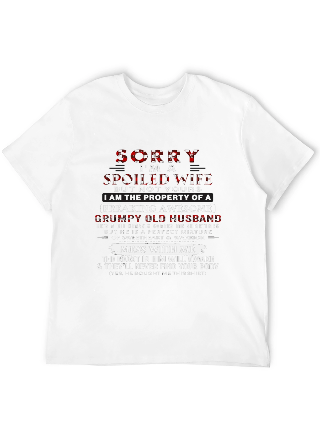 Black Spoiled Wife, Grumpy Husband Funny Graphic T-Shirt view 12