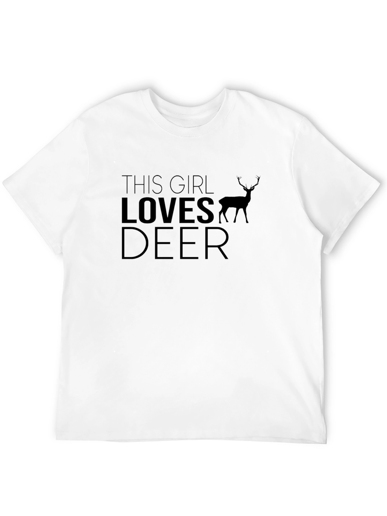 Black This Girl Loves Deer Graphic Tee - Black Crewneck Shirt view 12