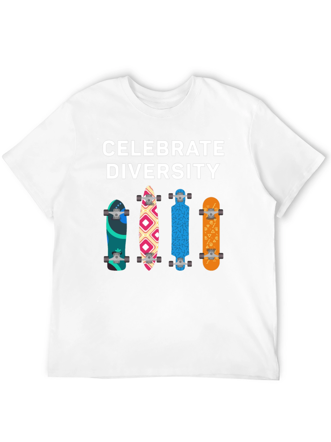 Black Celebrate Diversity Skateboard Graphic T-Shirt view 12