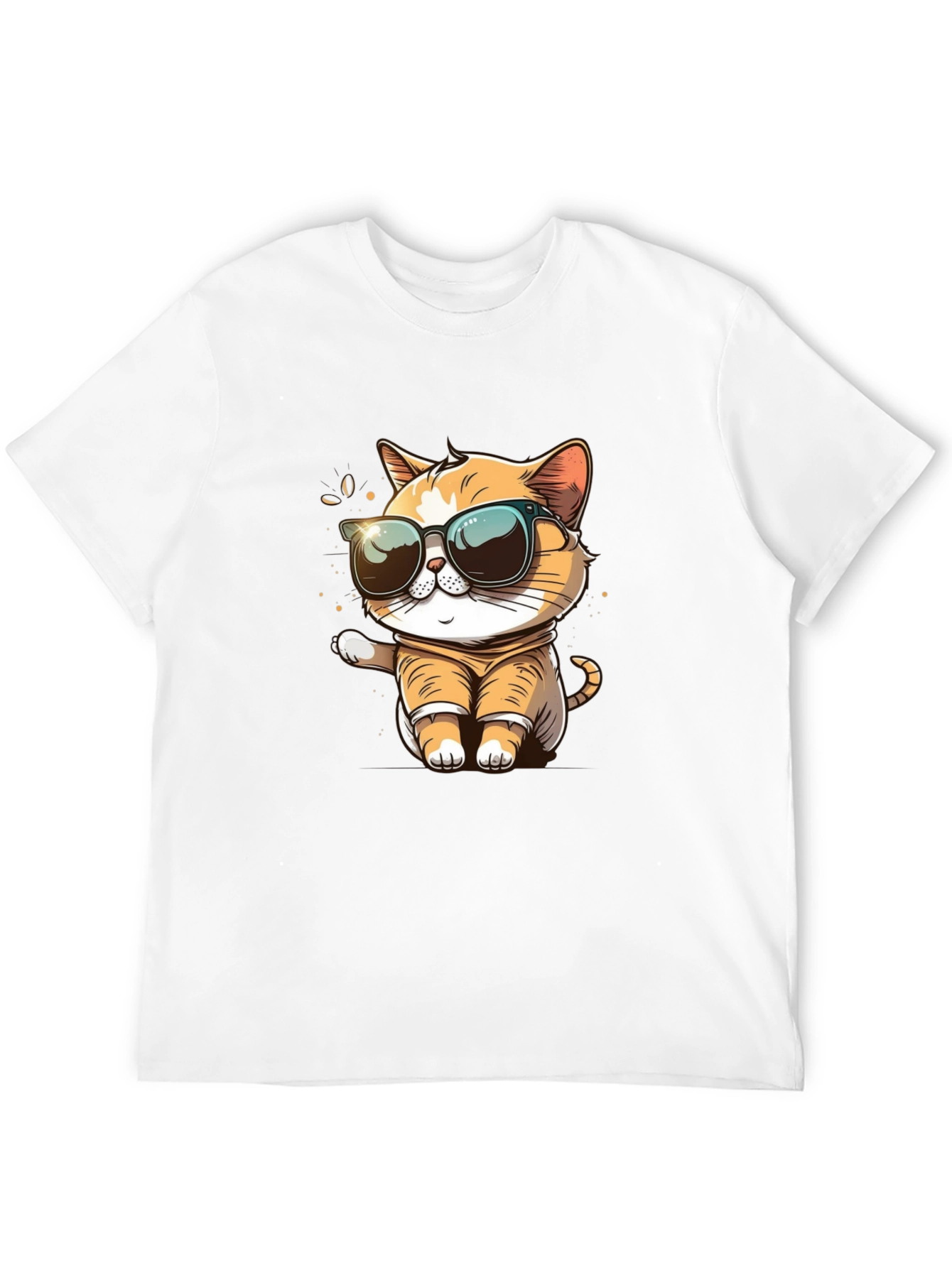 Black Cool Cat Graphic Tee - Trendy Style view 12