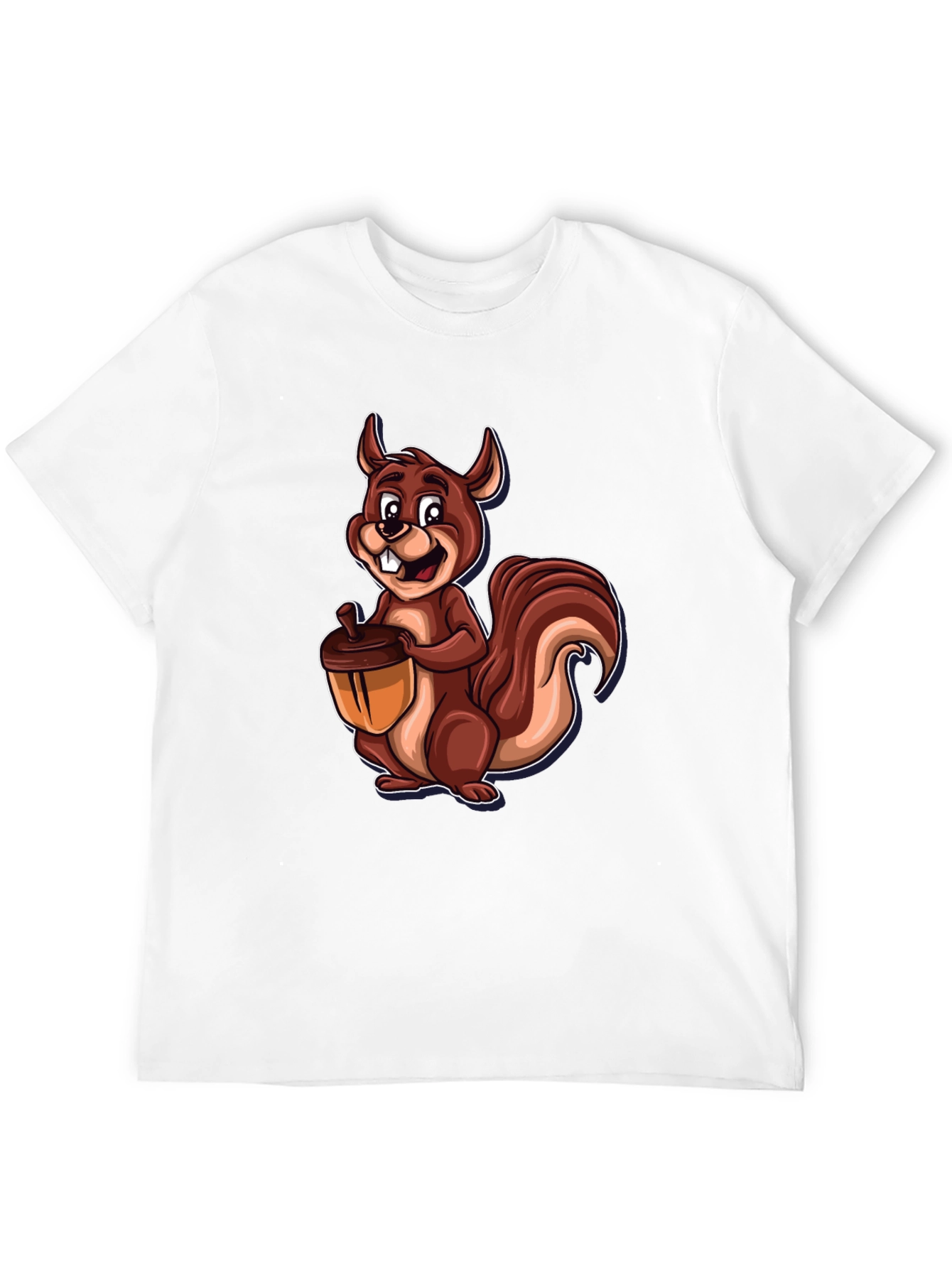 Black Squirrel Holding Acorn Graphic Tee - Black Cotton Shirt view 12