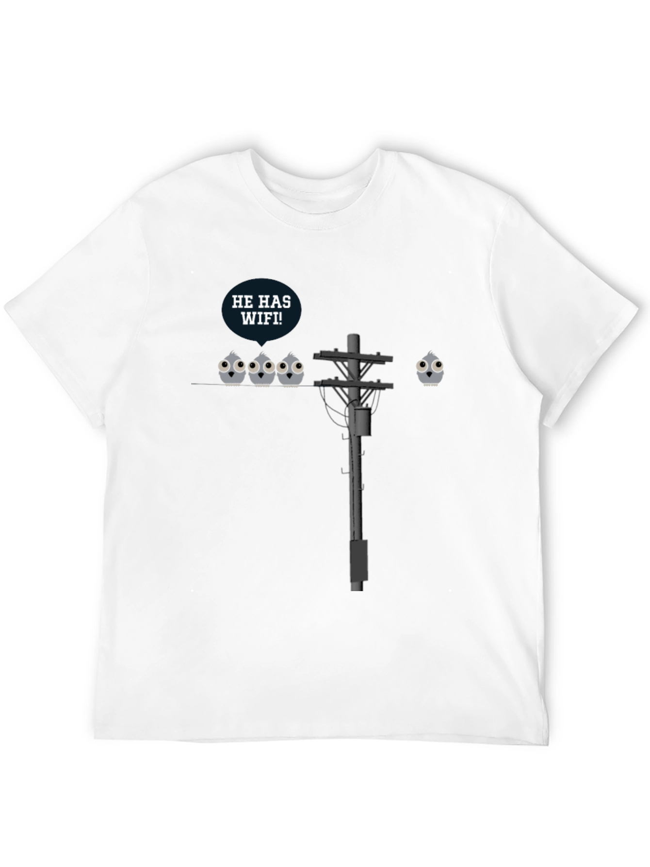 Black He Has Wifi Funny Bird Graphic Tee view 12