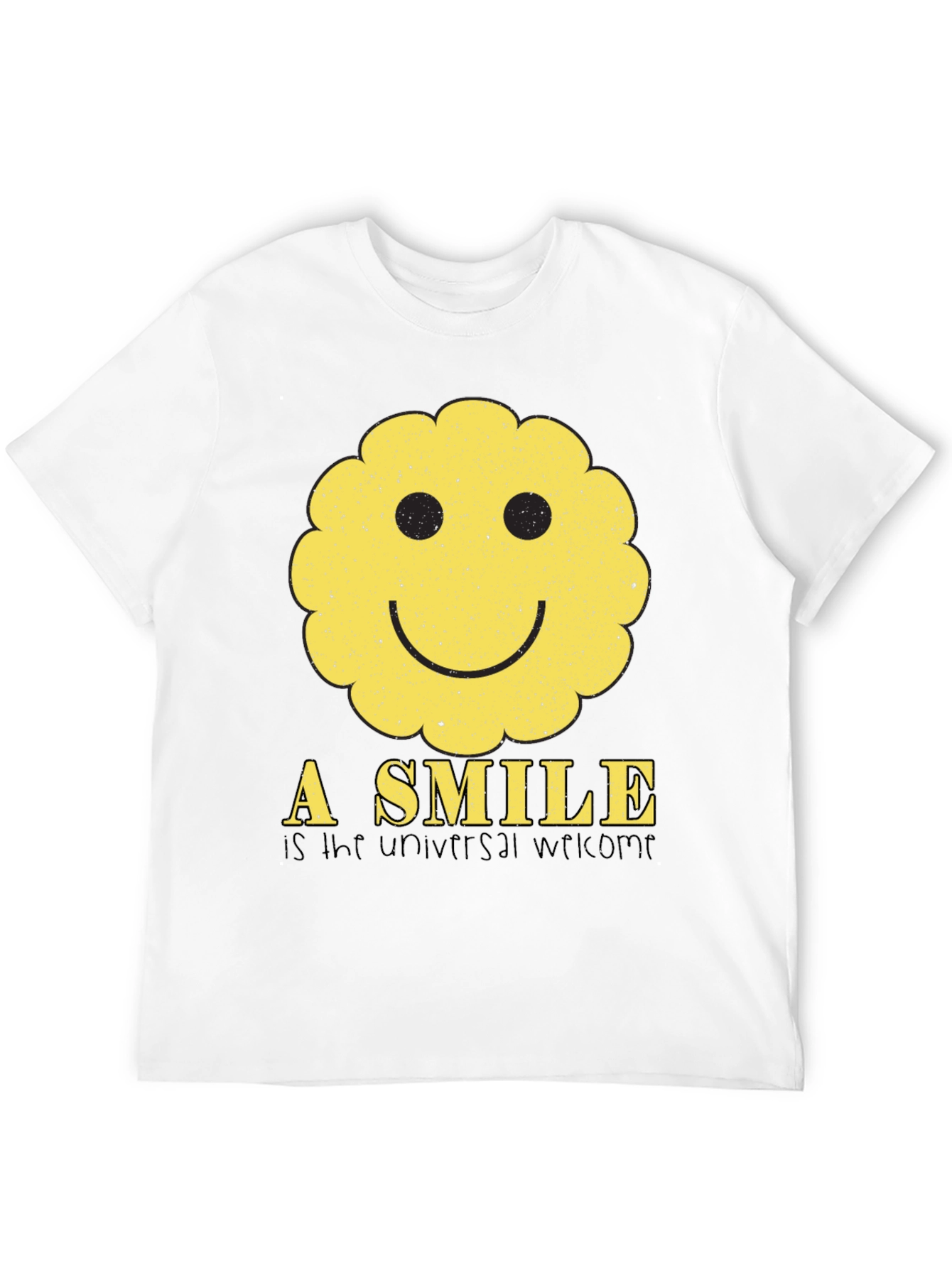 Black Smiley Face Graphic Tee - Universal Welcome T-Shirt view 12