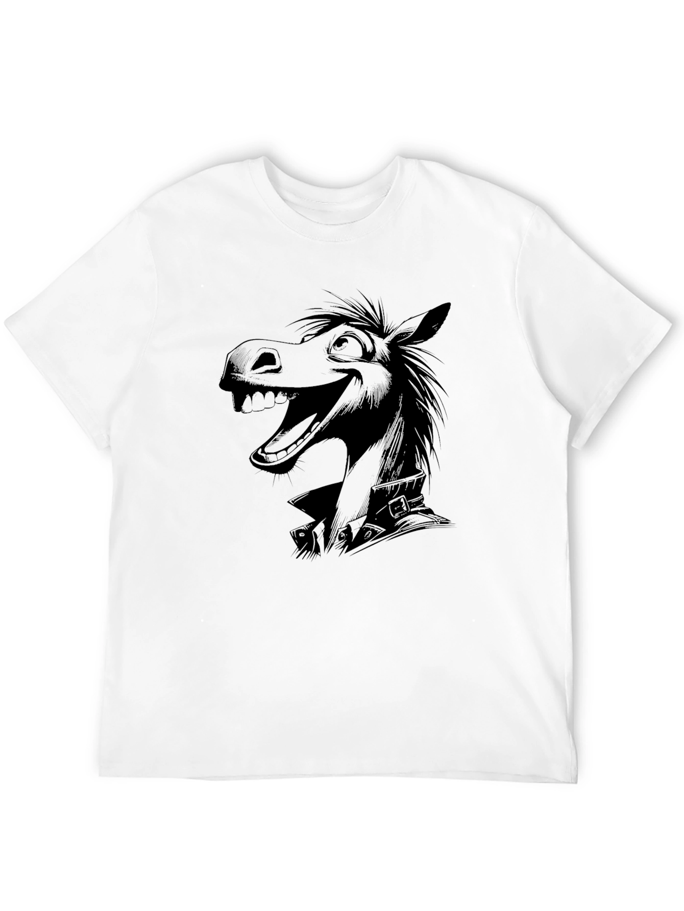 Black Cartoon Horse Black T-Shirt view 12
