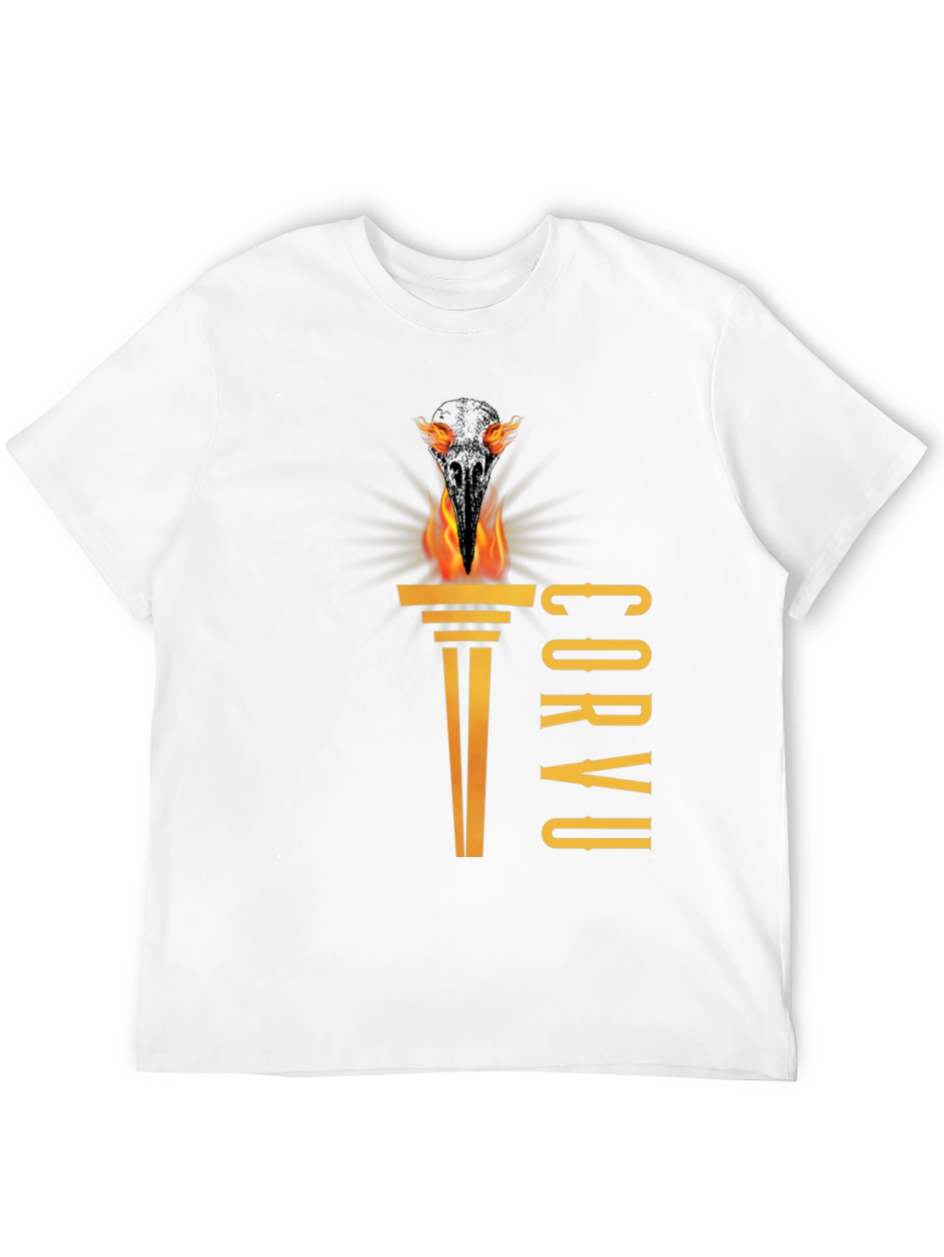 Black Corvus T-Shirt - Bird Skull on Fire view 12