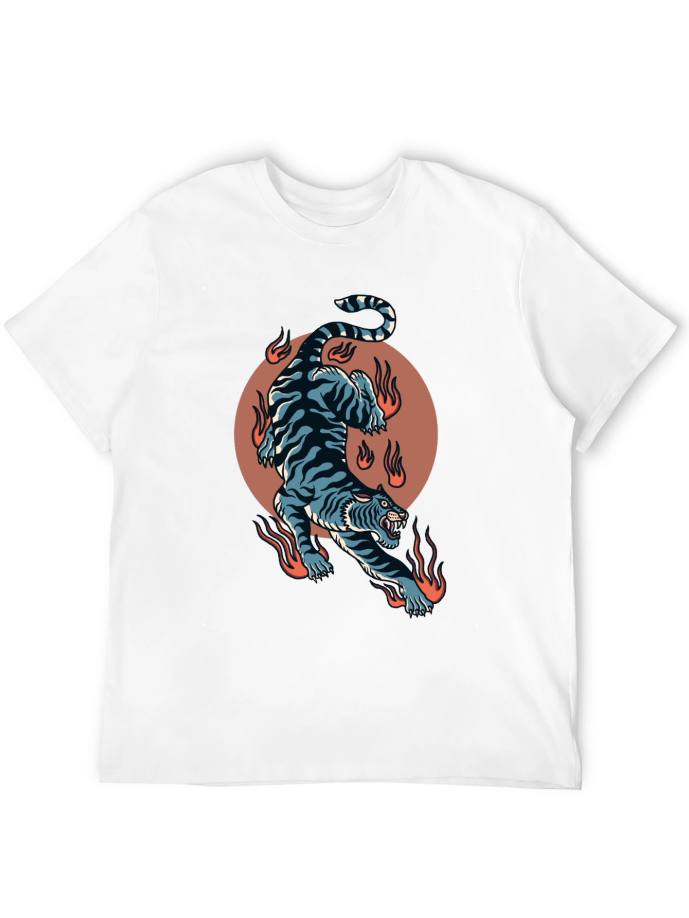 Black Fiery Tiger Graphic Tee - Bold Black T-Shirt view 12