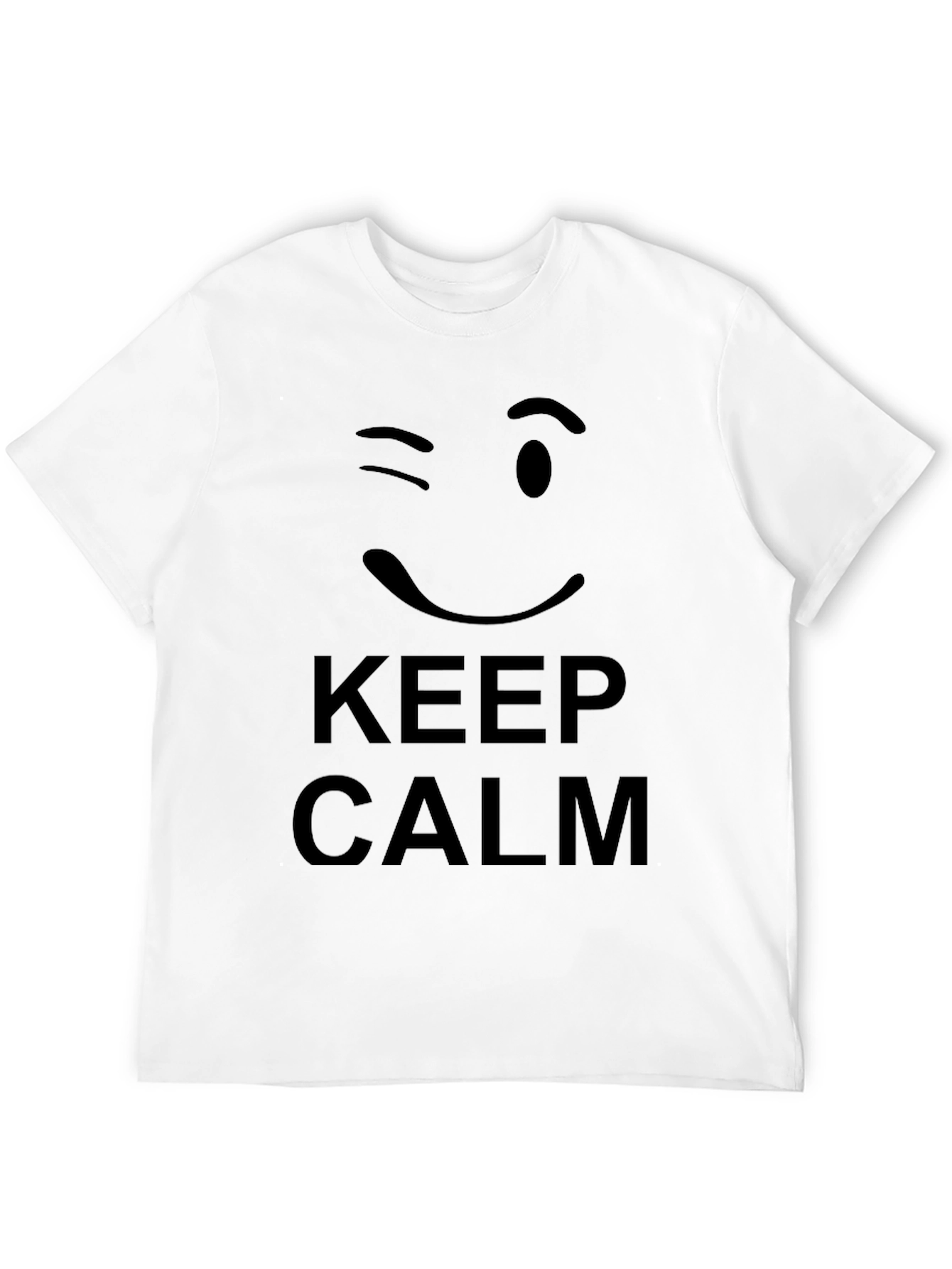 Black Keep Calm Wink Face Black Graphic Tee view 12