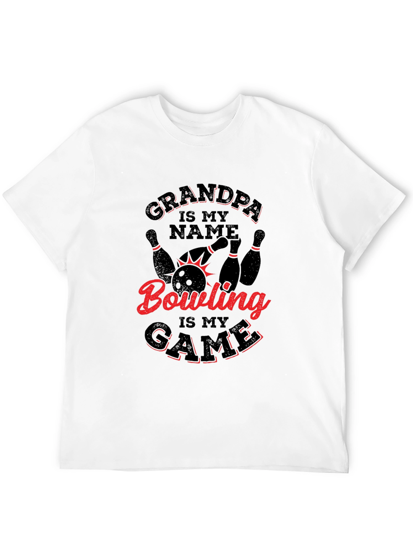 Black Grandpa Bowling T-Shirt -  Red & Black Design view 12