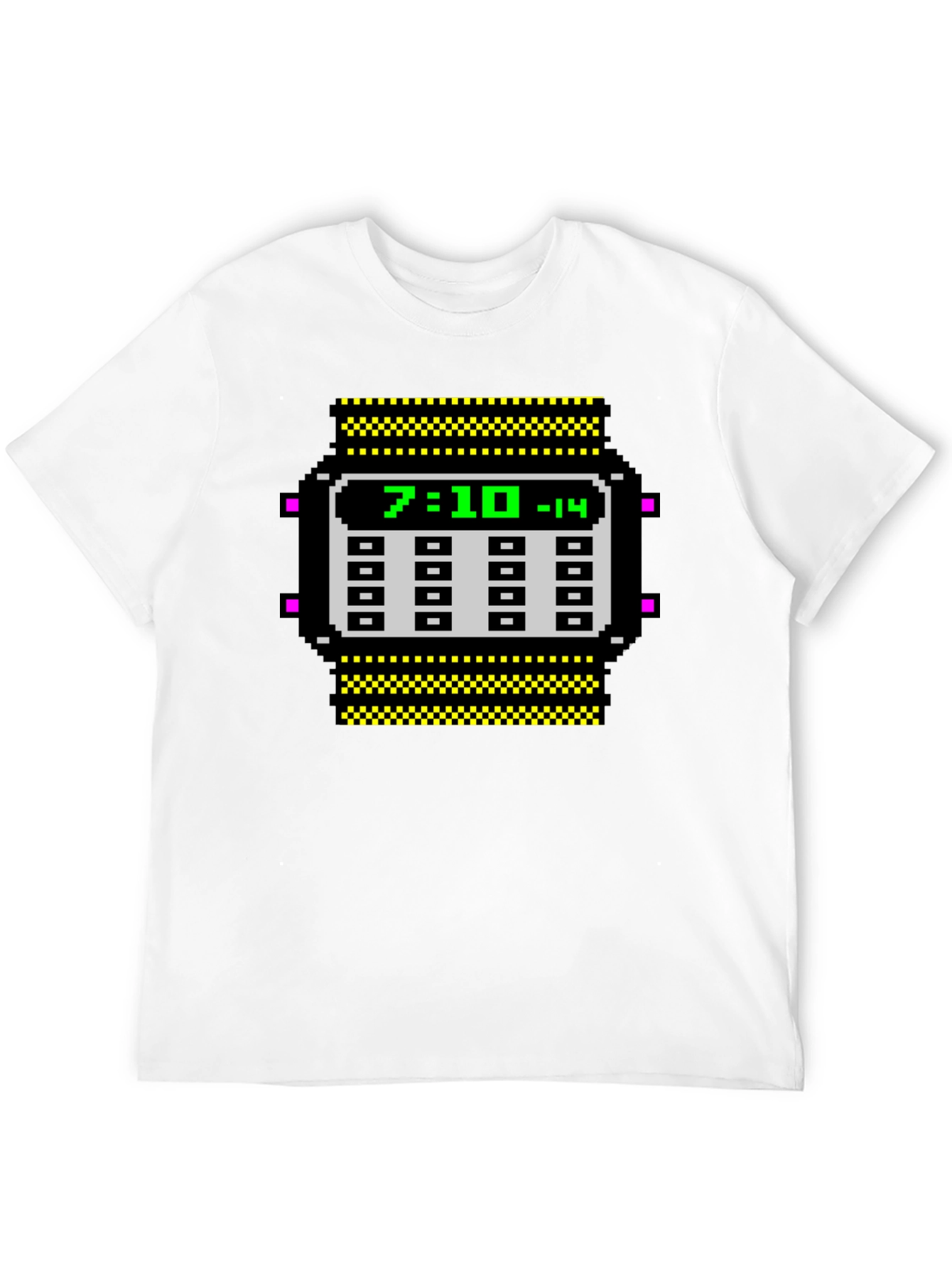 Black Retro Pixel Watch T-Shirt - Geeky Timepiece Design view 12