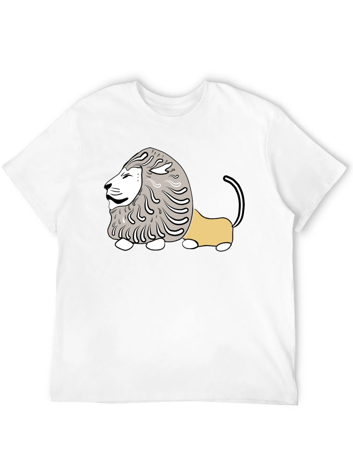 Black Cartoon Lion Graphic Tee - Casual Black T-Shirt view 12