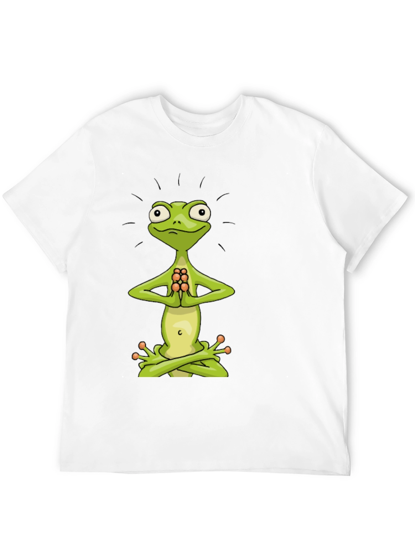 Black Zen Frog Tee - Meditating Cartoon Frog T-Shirt view 12