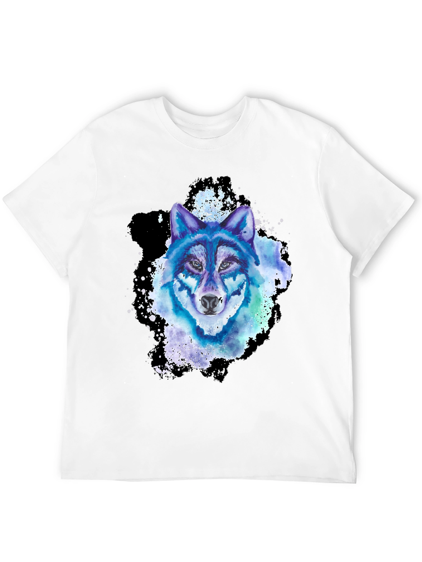 Black Watercolor Wolf Graphic T-Shirt view 12