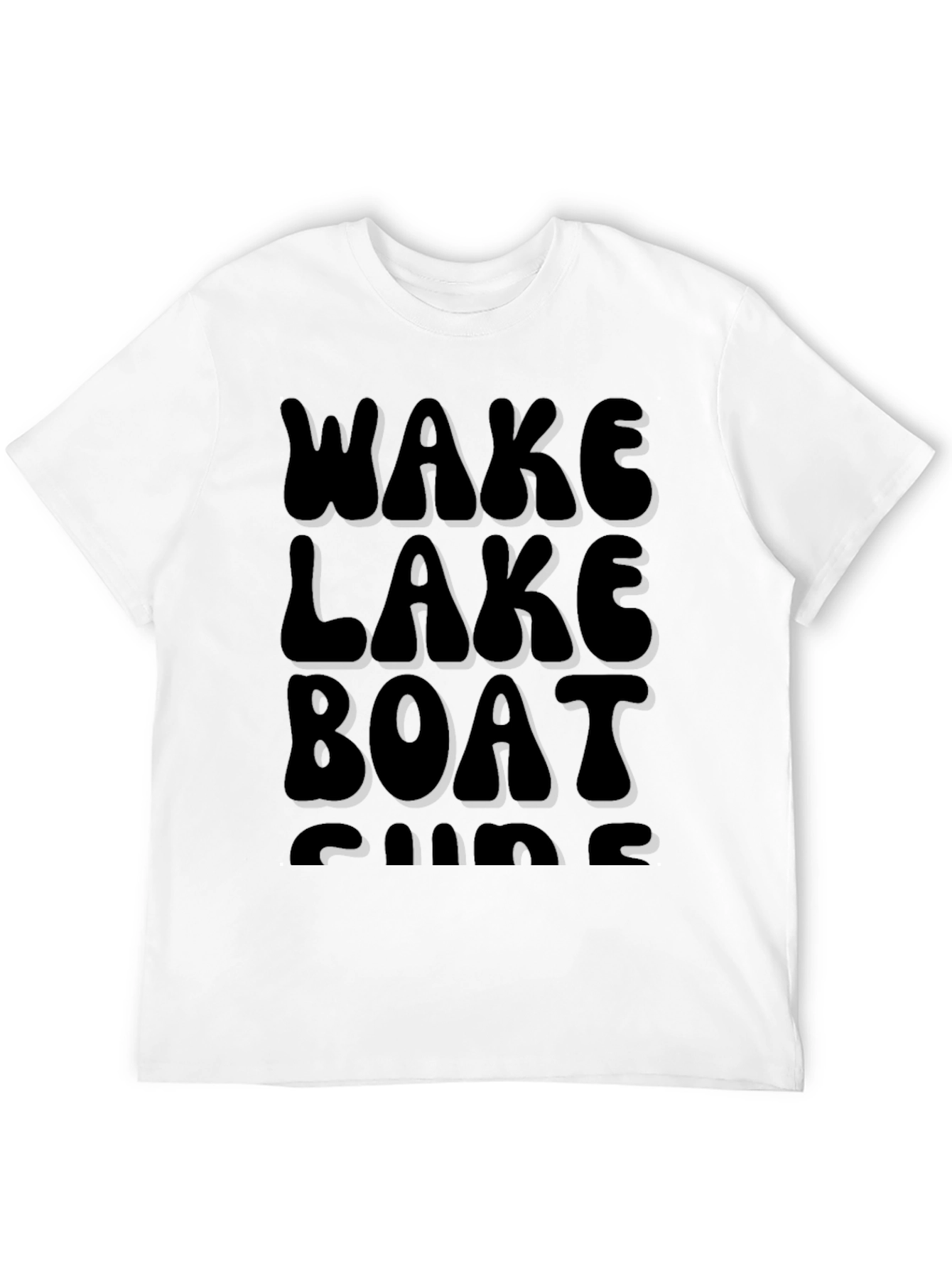 Black Wake Lake Boat Surf T-Shirt, Black Cotton Tee view 12