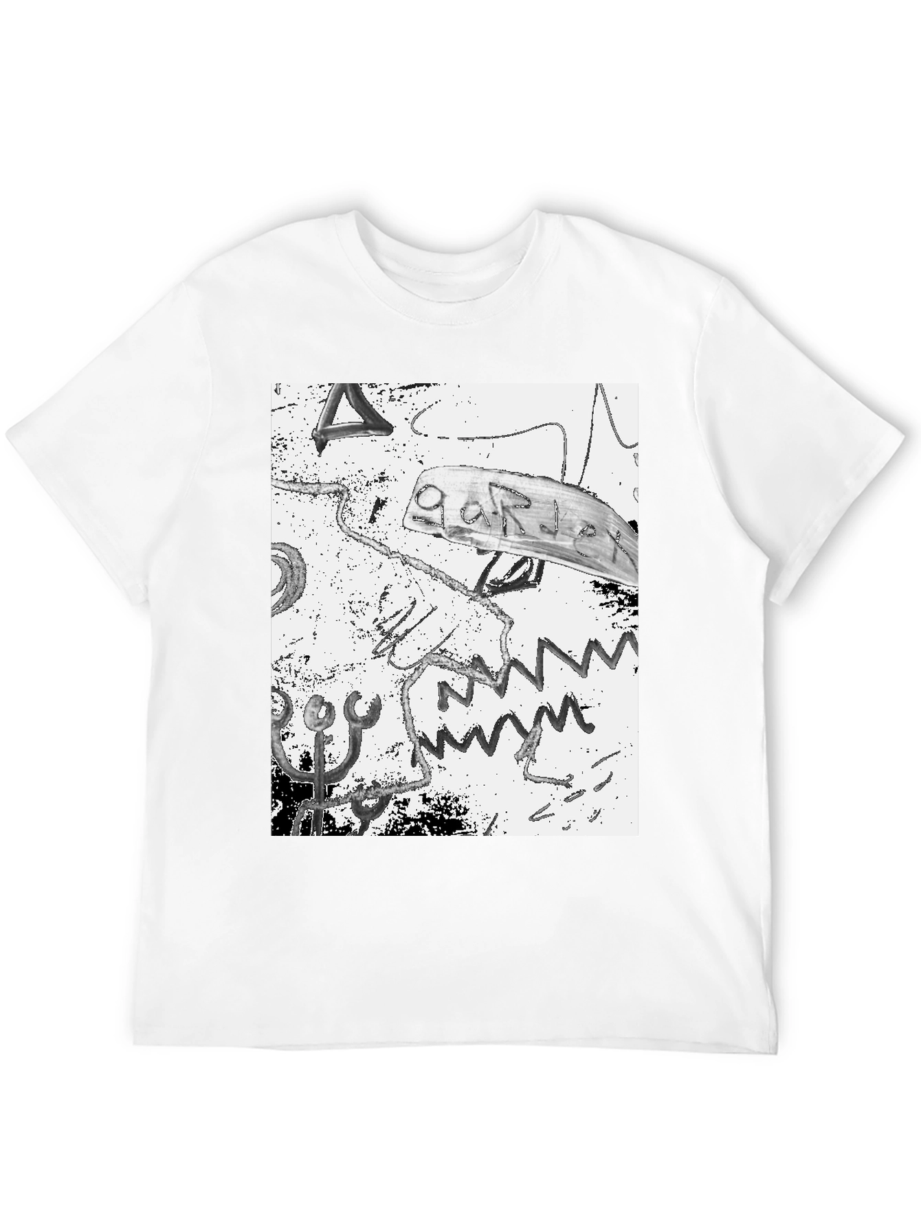 Black Abstract Graphic Print Black Cotton T-Shirt view 12