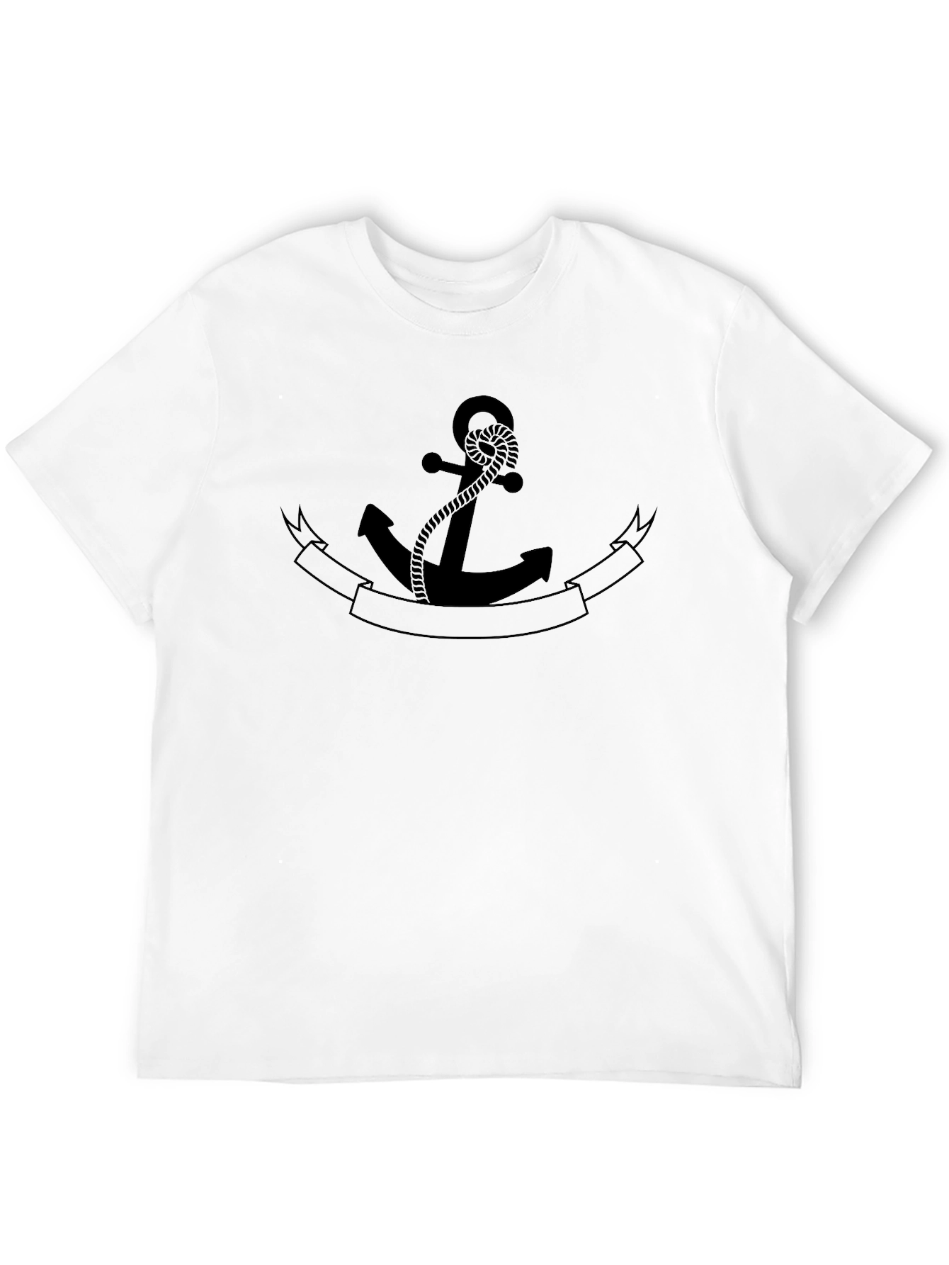 Black Nautical Anchor Graphic Tee - Black, Classic Design view 12