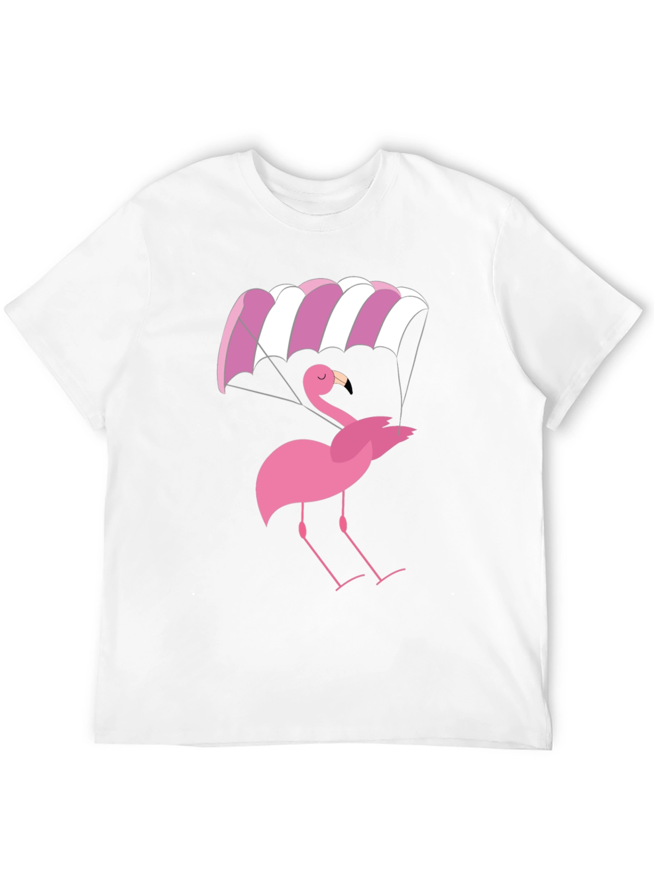 Black Pink Flamingo Parachute Black T-Shirt view 12