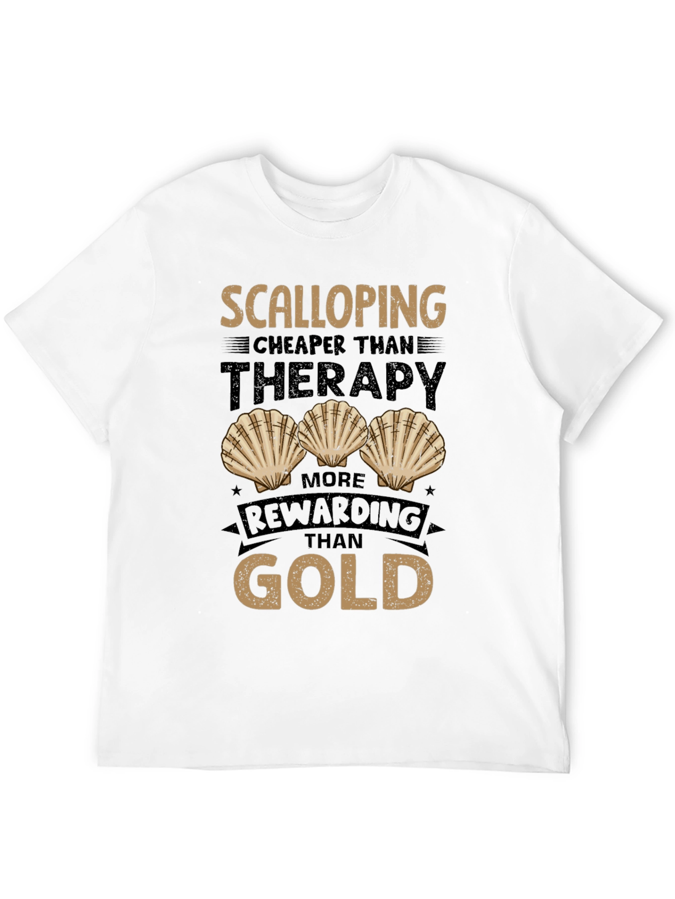 Black Scalloping Therapy T-Shirt Funny Fisherman Tee view 12