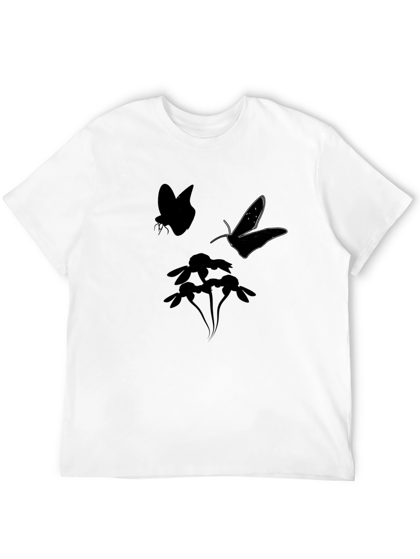 Black Butterfly & Flower Graphic Tee - Black Cotton Blend view 12