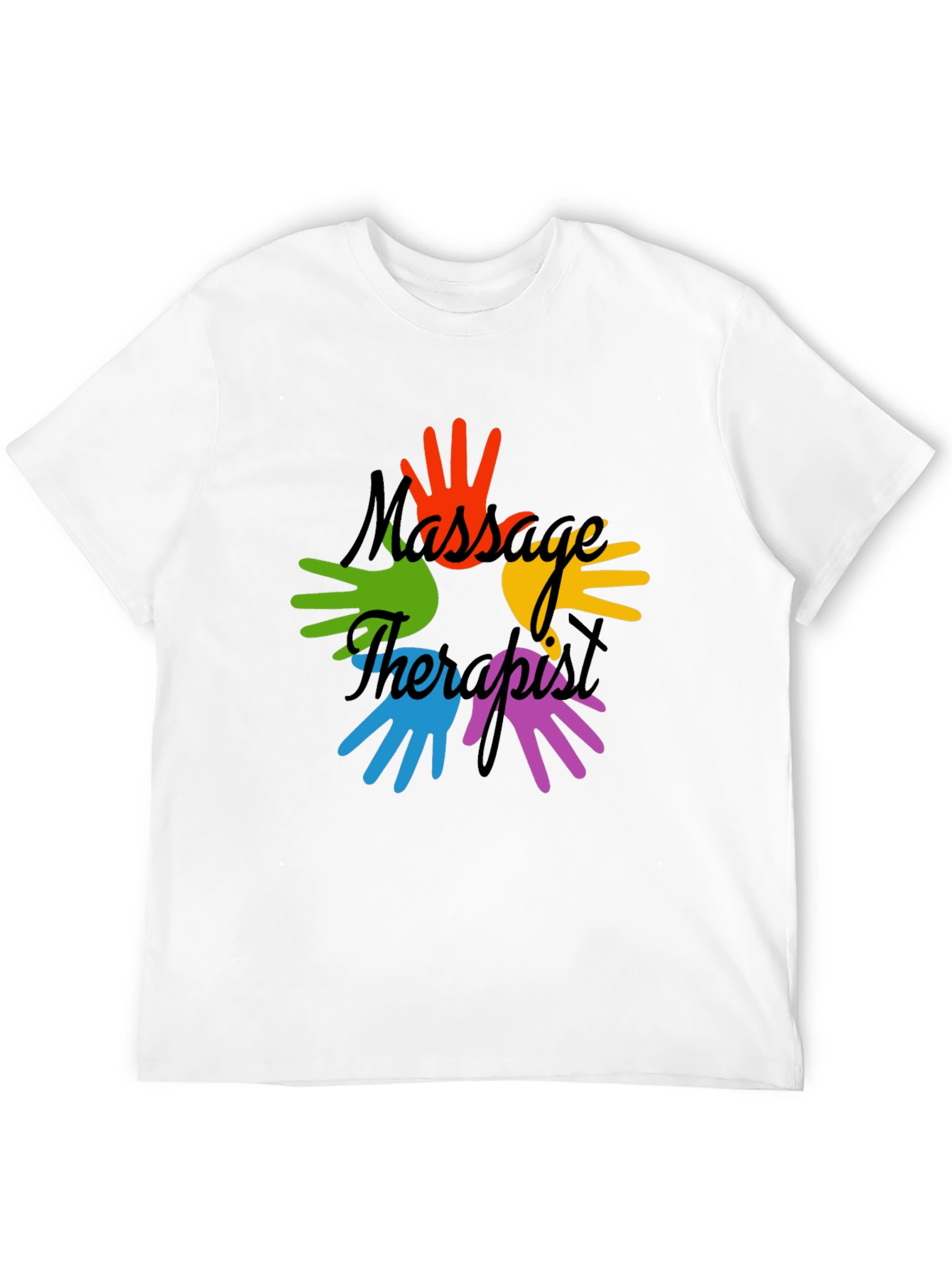 Black Massage Therapist Colorful Hands Graphic T-Shirt view 12