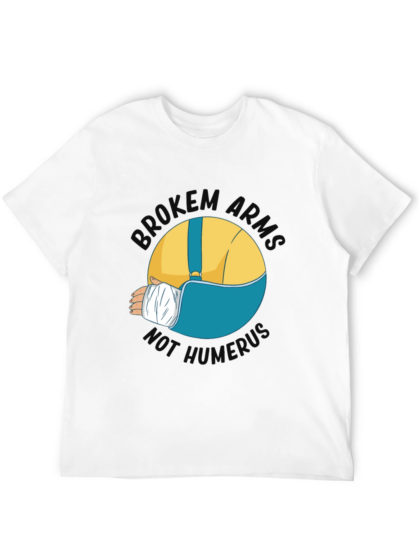 Black Broken Arms Humor Graphic T-Shirt view 12