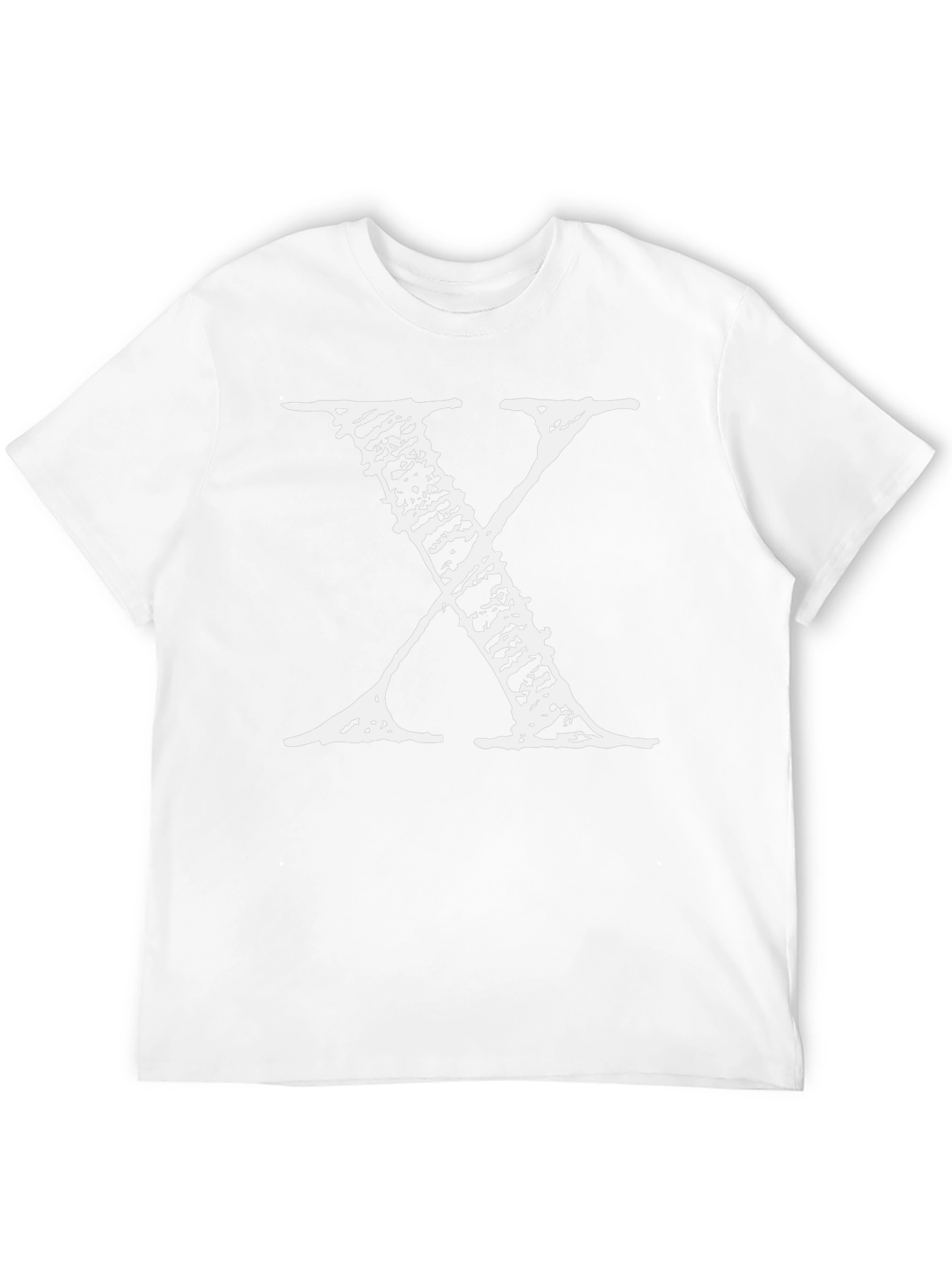 Black Men's Black T-Shirt with Distressed White "X" Print view 12