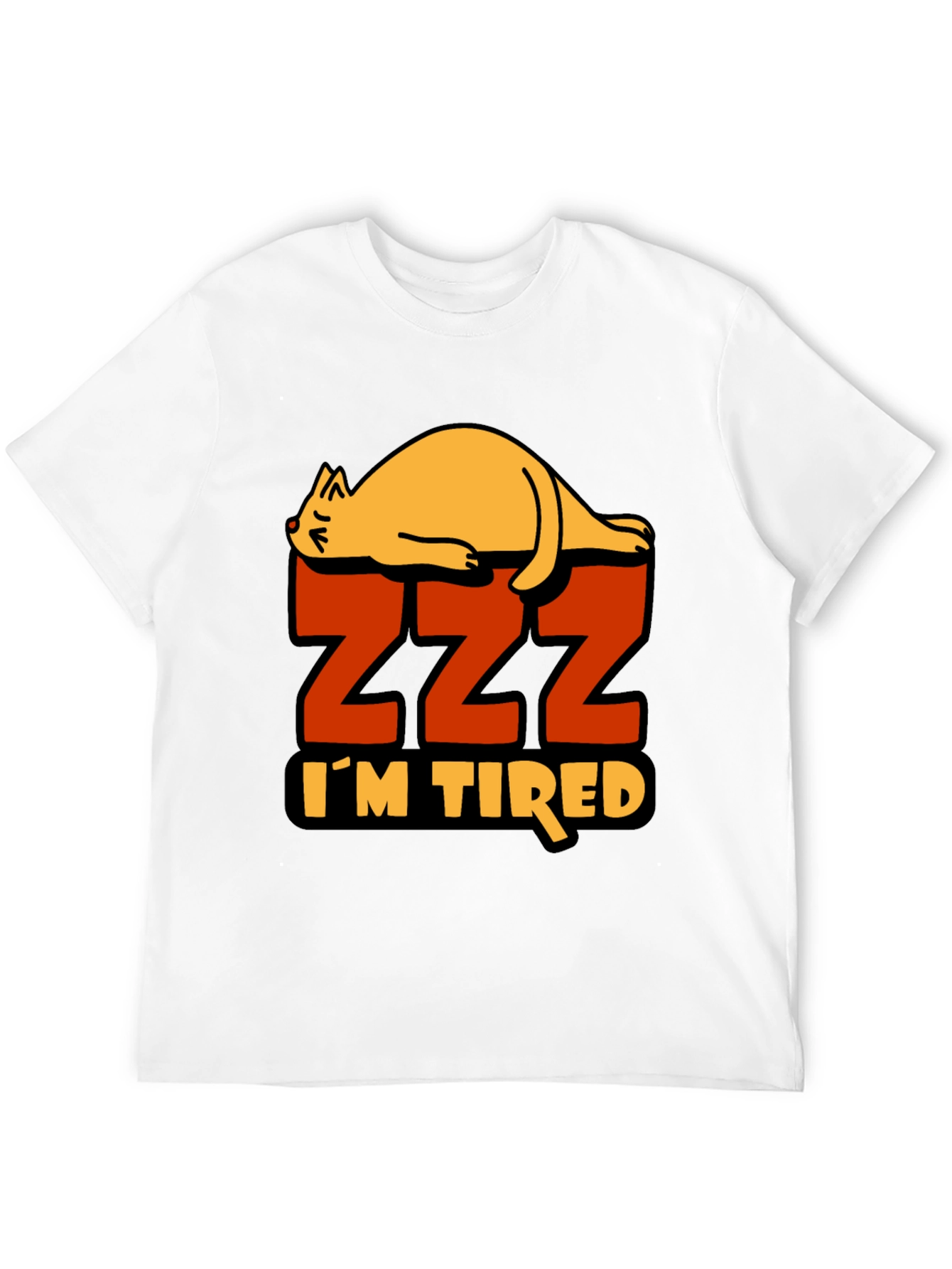 Black I'm Tired Cat Zzz T-Shirt - Sleepy Lazy Funny Tee view 12