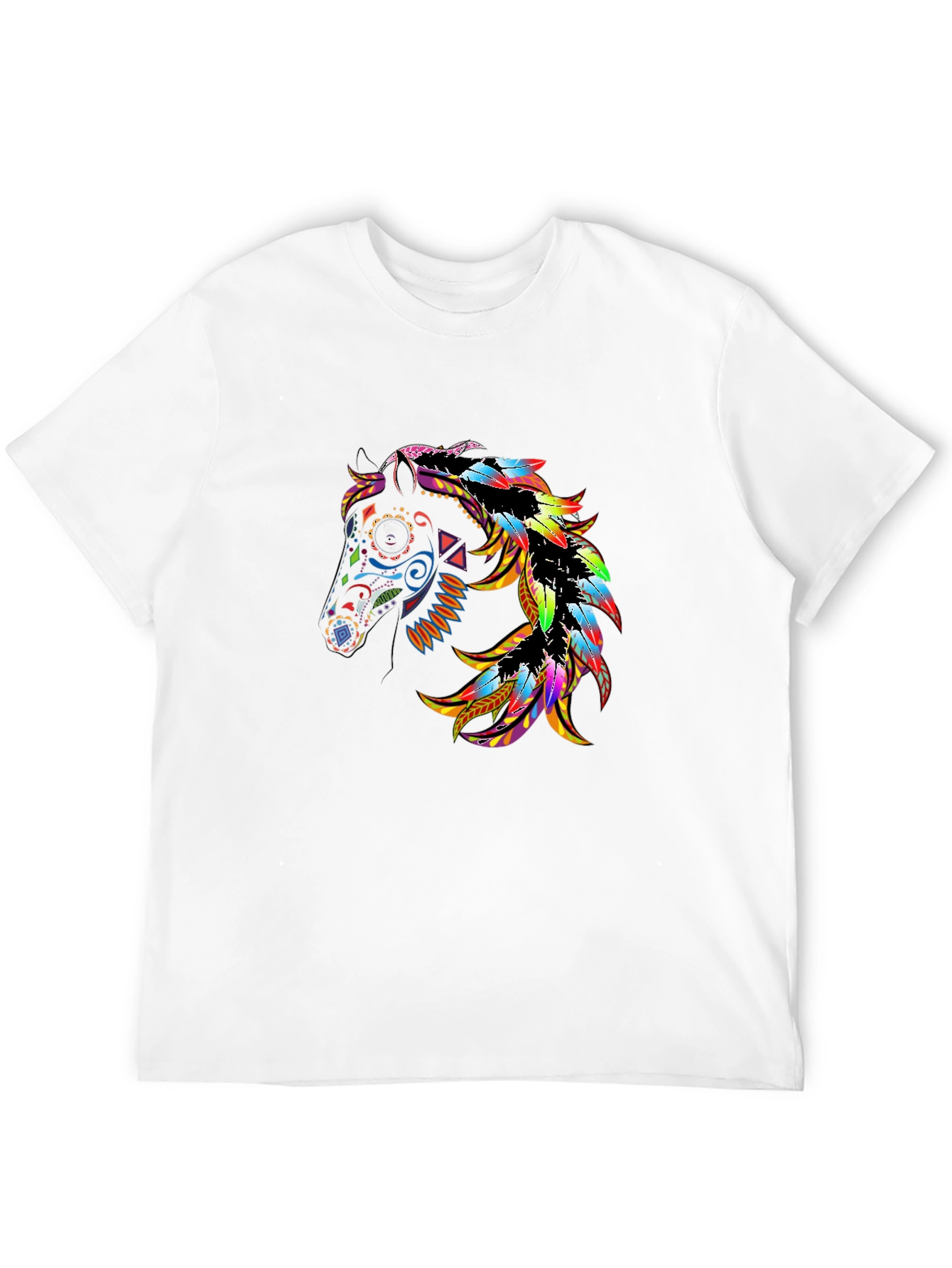 Black Black Tee with Colorful Horse Graphic view 12