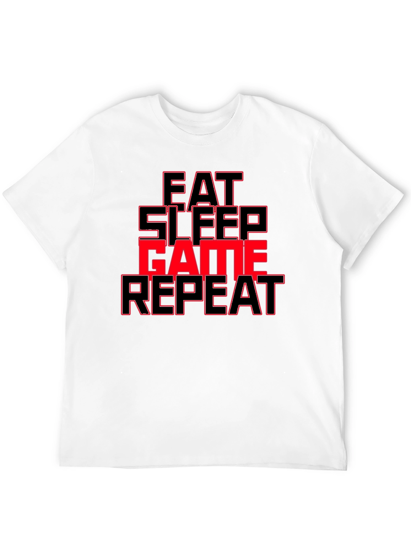 Black Eat Sleep Game Repeat Graphic Tee view 12