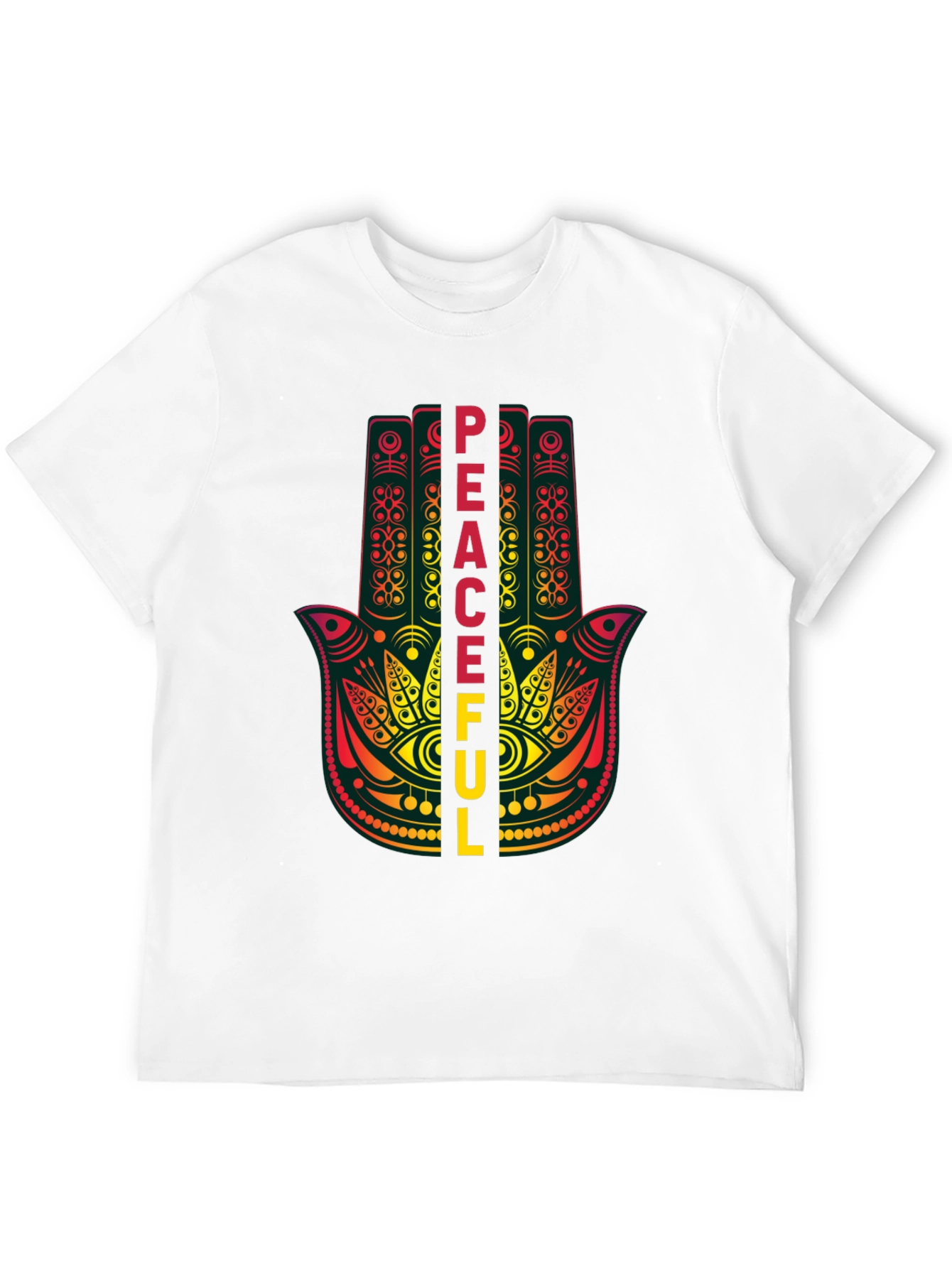 Black Peaceful Hamsa Hand Graphic T-Shirt view 12