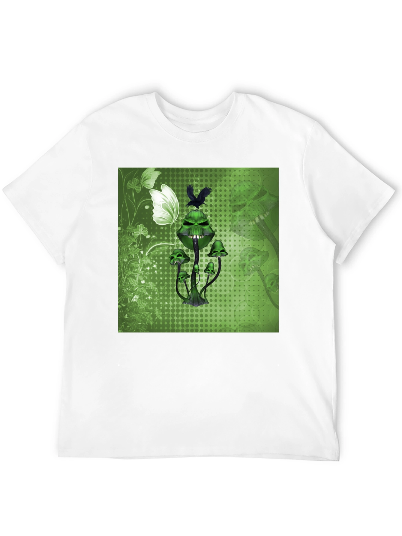 Black Grim Green Mushroom Graphic Tee - Edgy & Unique view 12