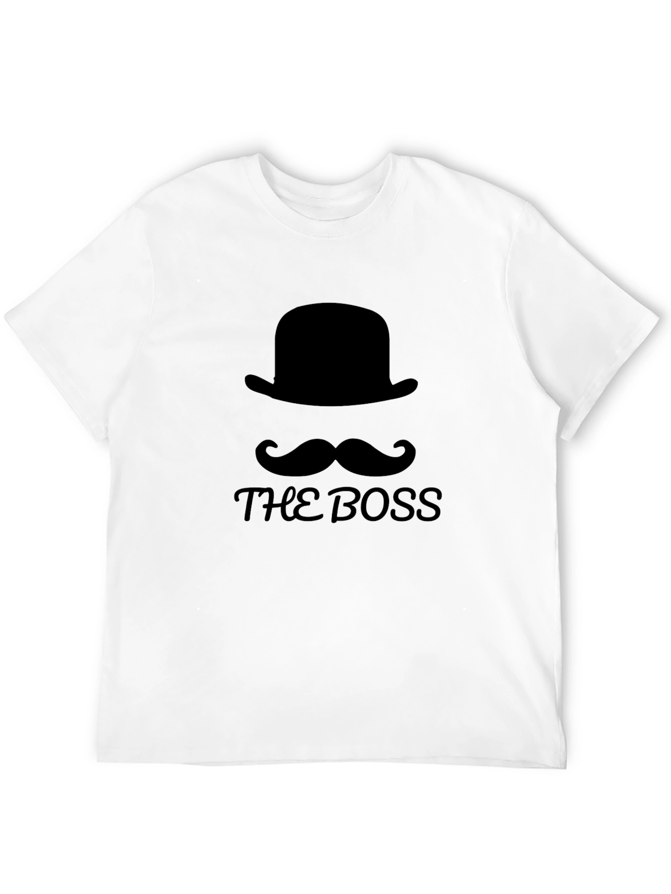 Black The Boss Graphic Tee - Hat & Mustache Design view 12