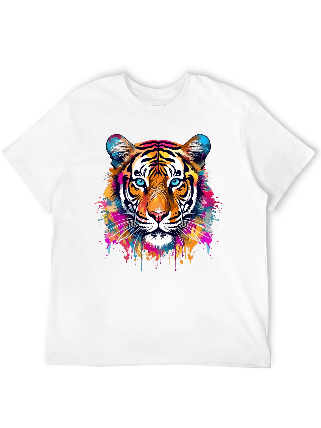 Black Vibrant Tiger Graphic Black T-Shirt view 12