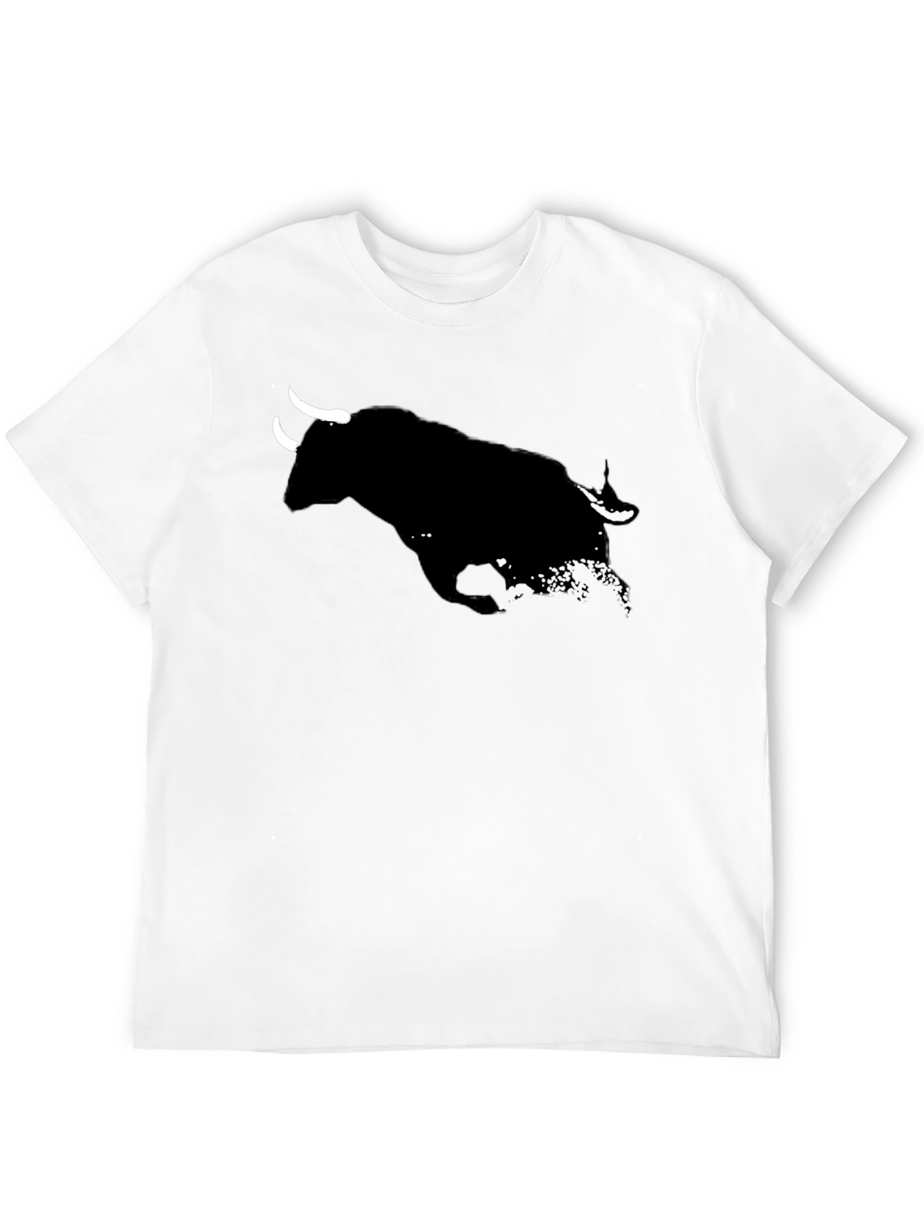 Black Charging Bull Graphic Tee - Black Cotton T-Shirt view 12