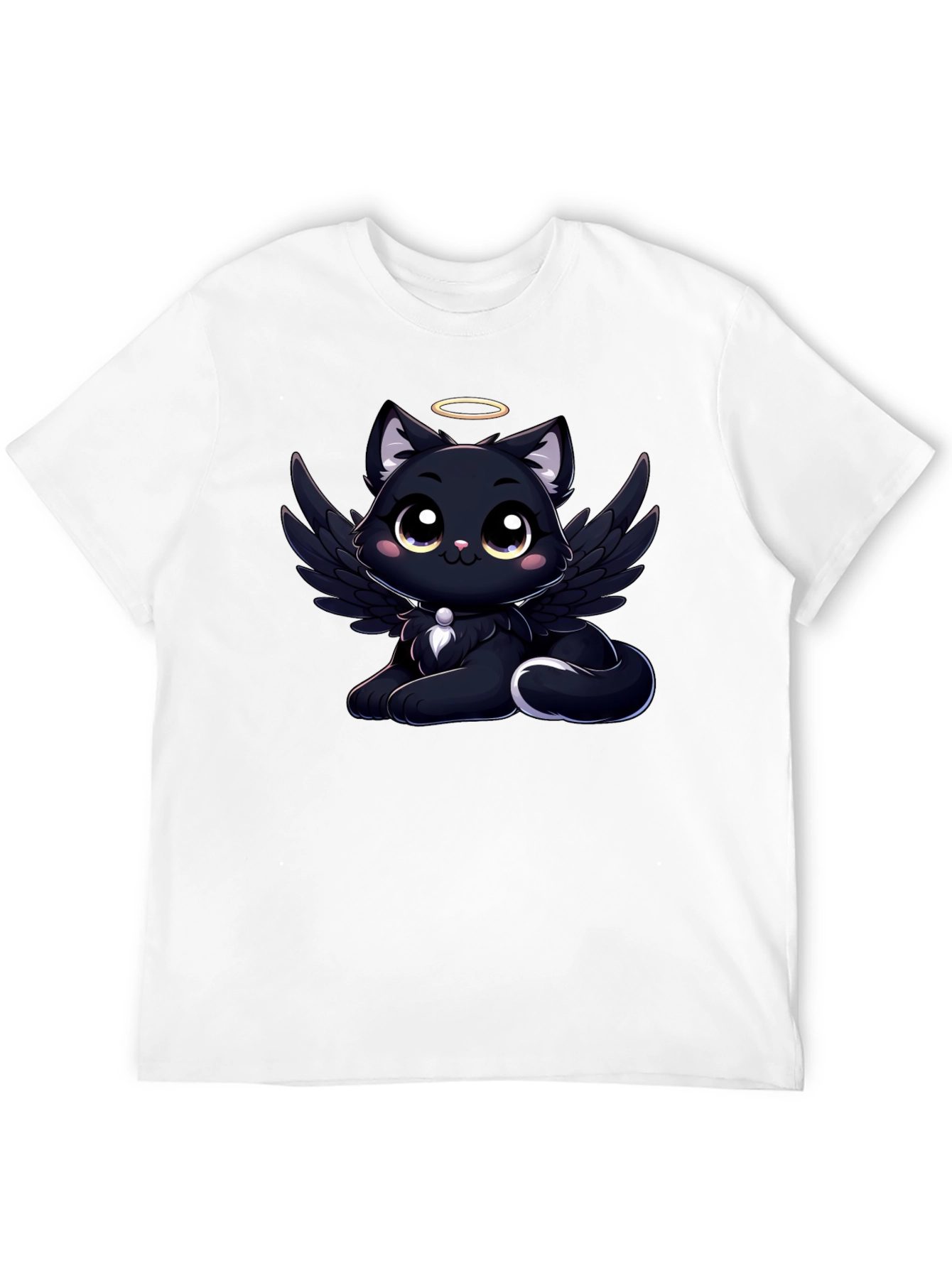 Black Angel Cat Graphic T-Shirt - Soft Cotton Tee view 12