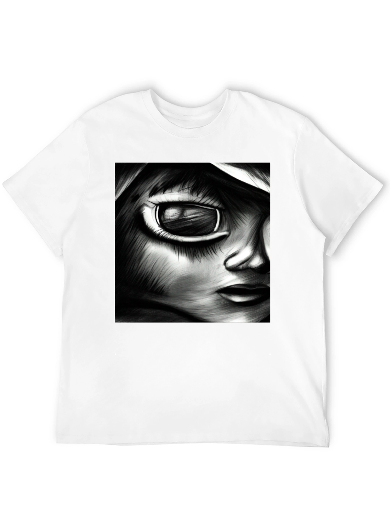 Black Monochrome Anime Art Tee view 12