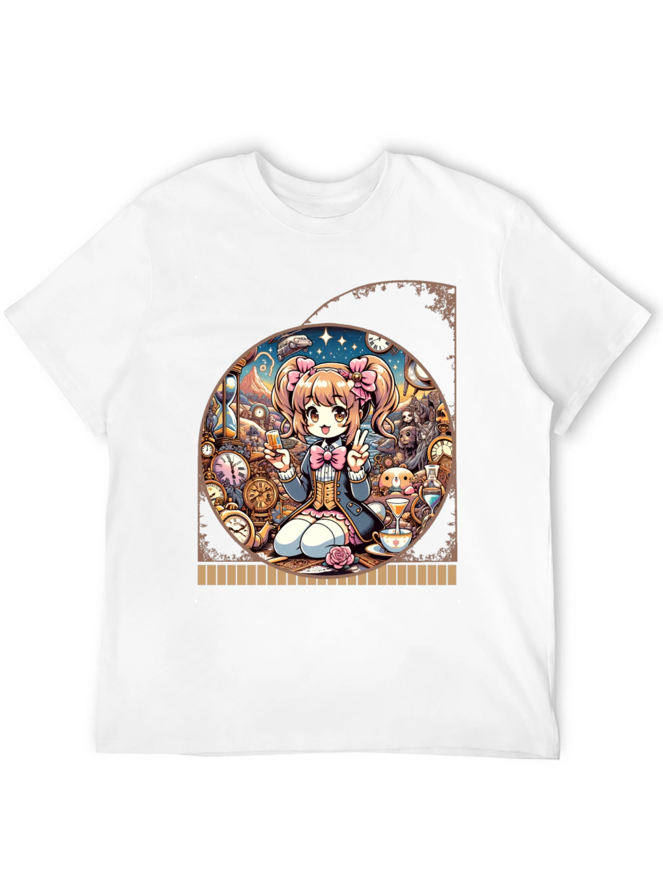 Black Anime Girl Time Travel Graphic Tee - Unique Design view 12