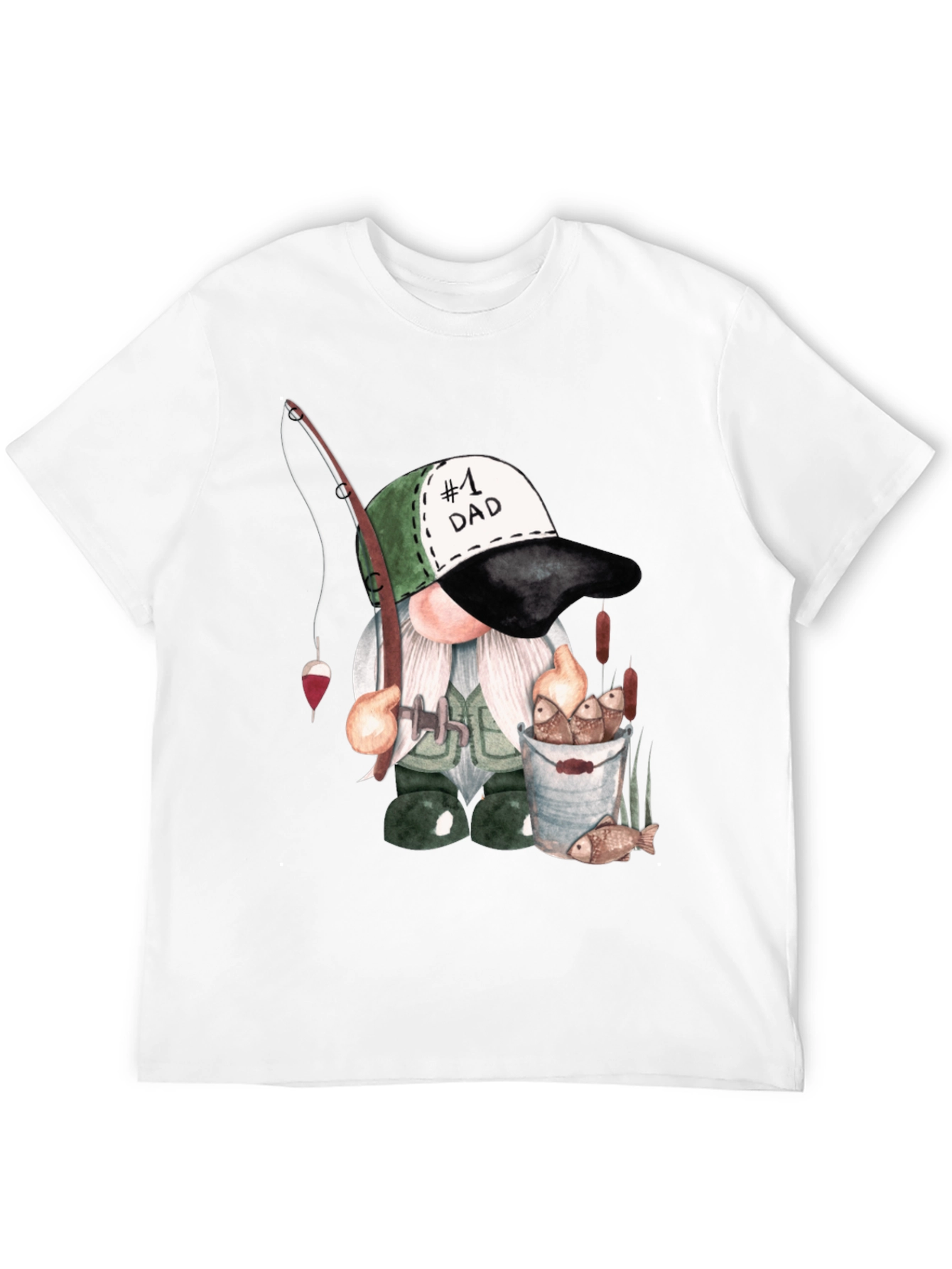 Black Fishing Gnome Dad T-Shirt view 12
