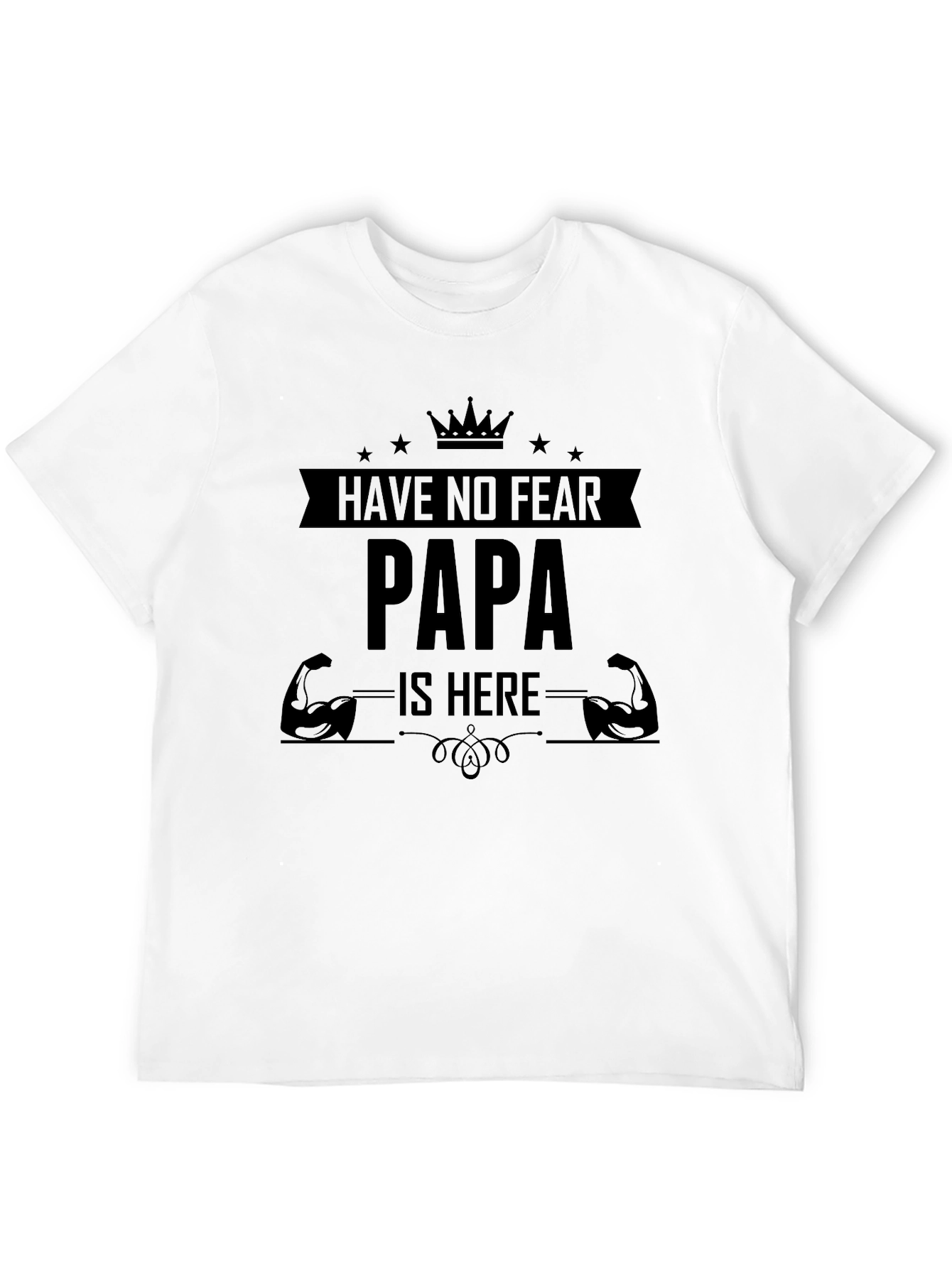 Black Have No Fear Papa Is Here Black T-Shirt view 12