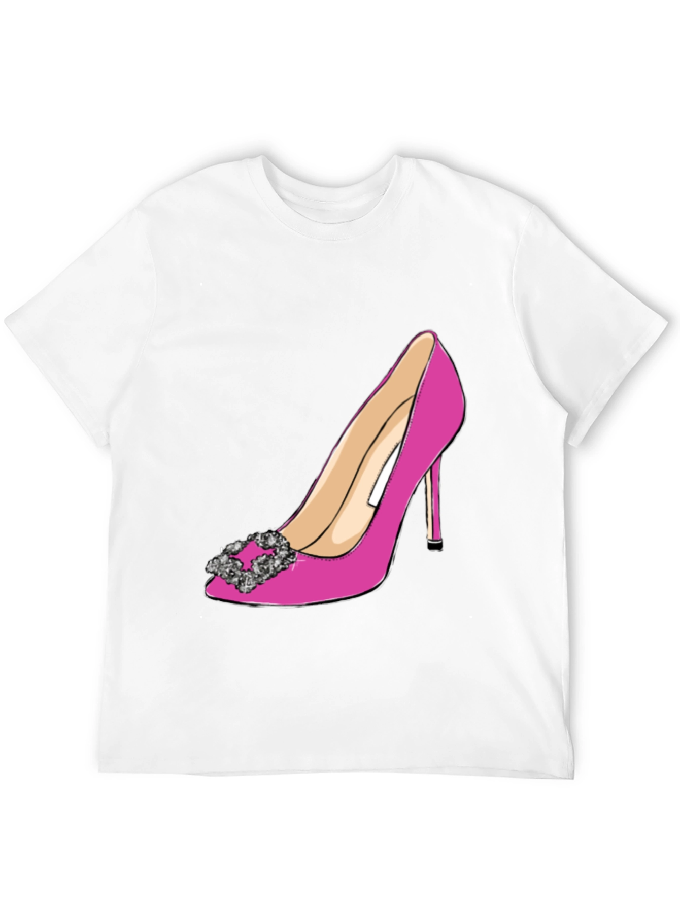 Black Stylish Pink High Heel Shoe Graphic Tee view 12