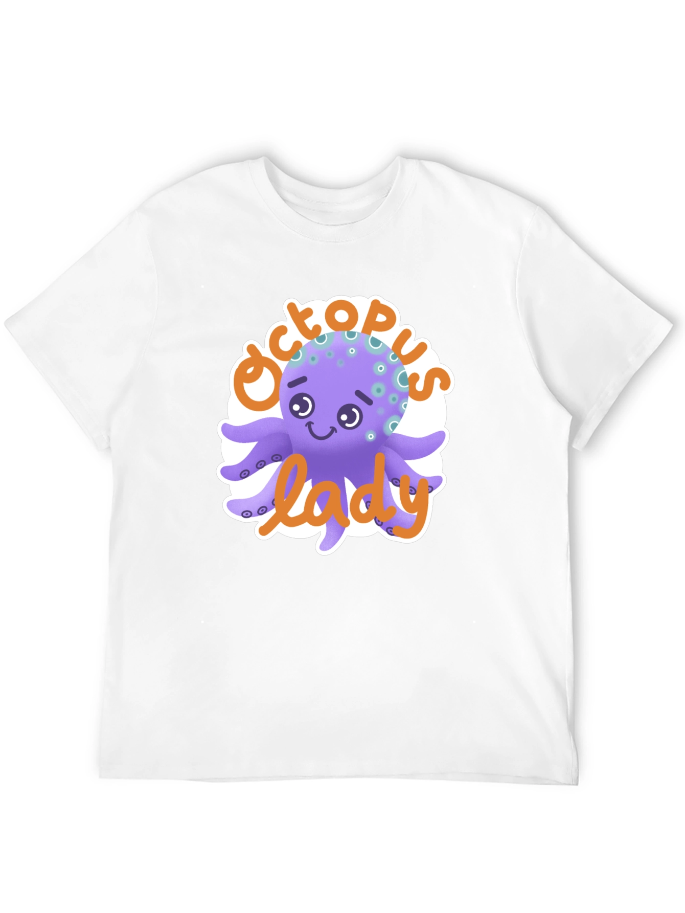 Black Octopus Lady T-Shirt - Cute Cartoon Graphic Tee view 12