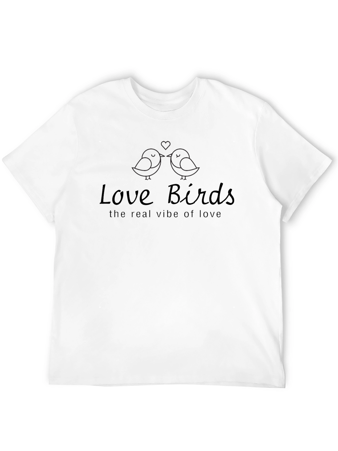 Black Love Birds Graphic Print Crew Neck T-Shirt view 12