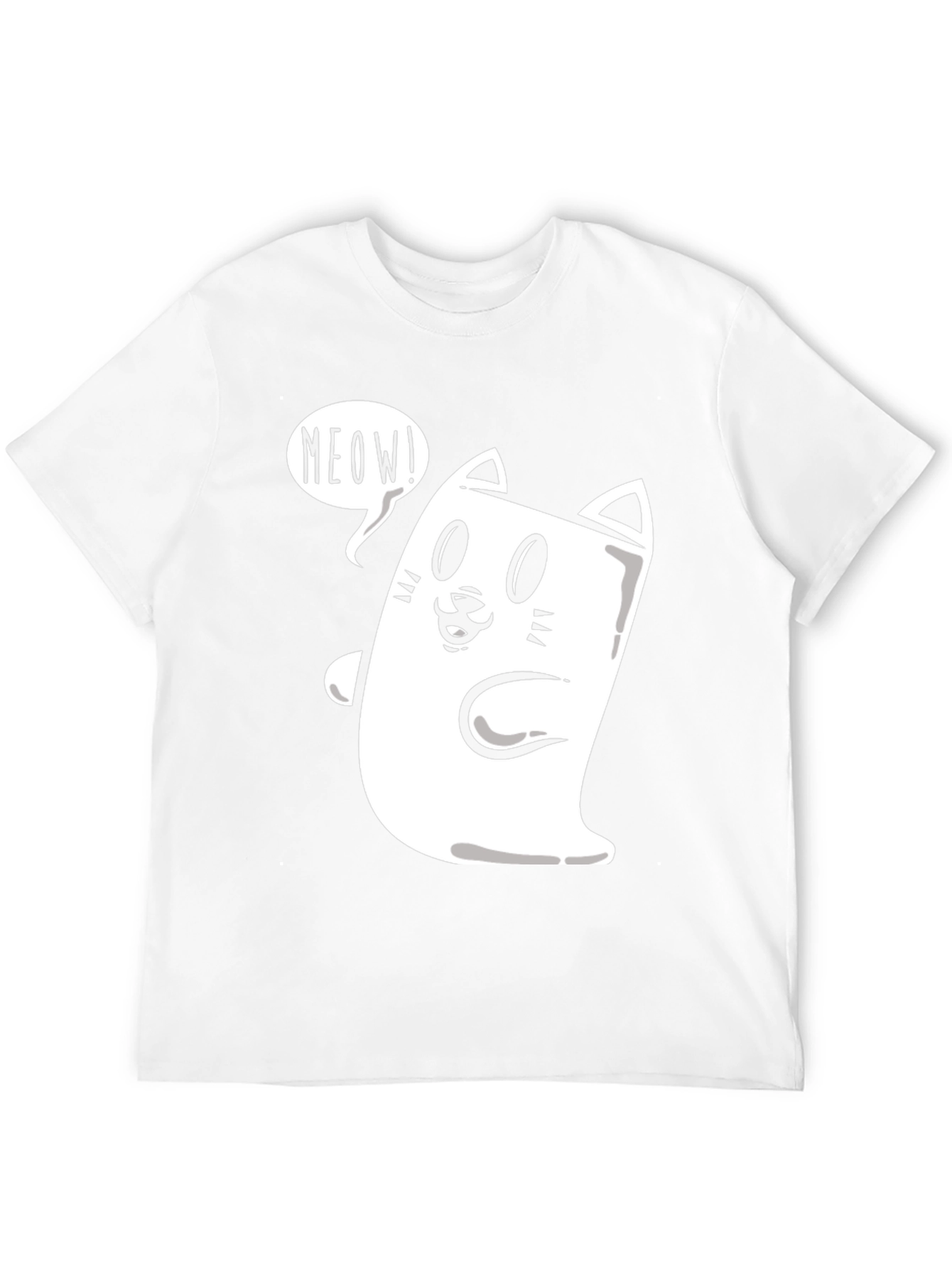 Black Meow Cat Graphic Tee - Funny Cartoon T-Shirt view 12