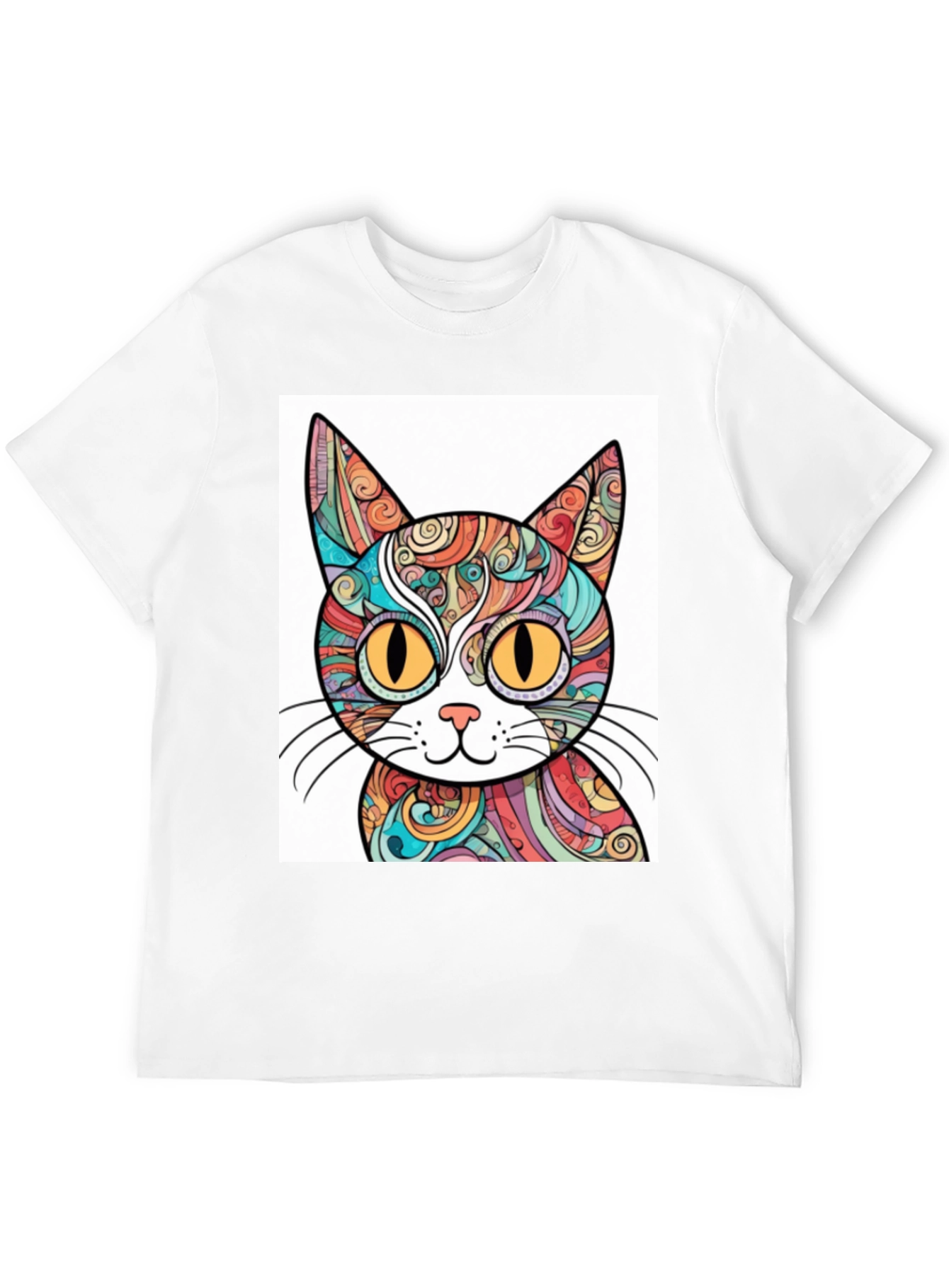 Black Colorful Cat Graphic T-Shirt - Unique Design view 12