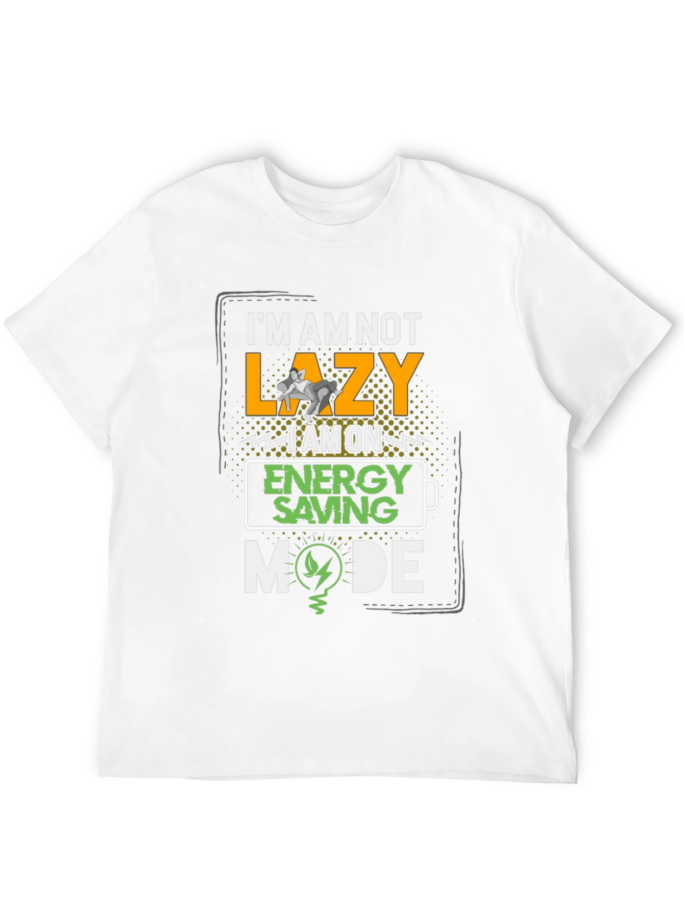 Black Funny Energy Saving Mode Graphic T-Shirt view 12