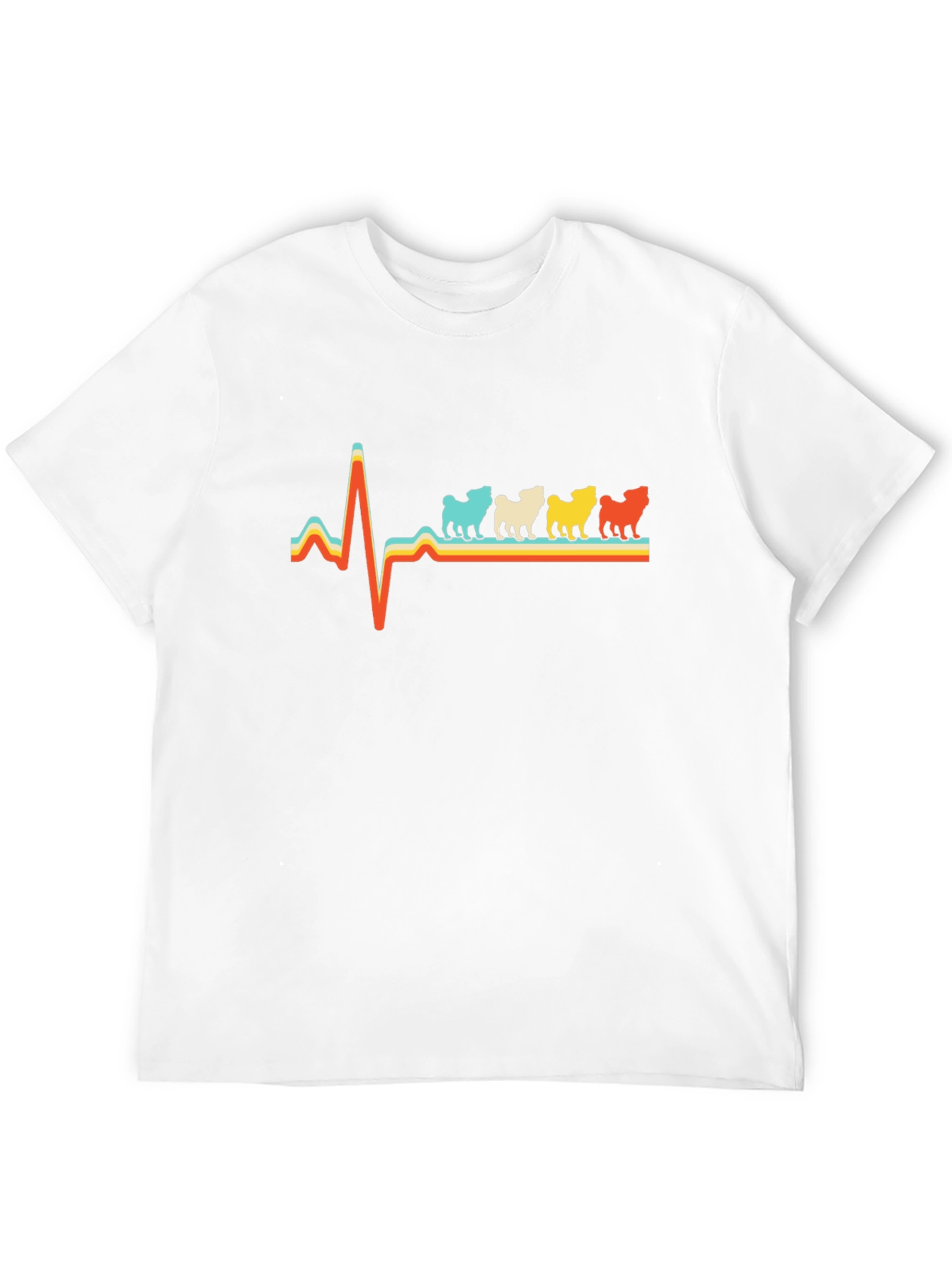 Black Pug Heartbeat Retro T-Shirt - Black view 12